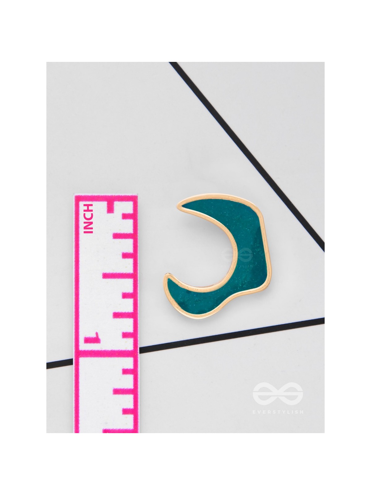 The Blue Moon - Golden Enamelled Stud Earrings