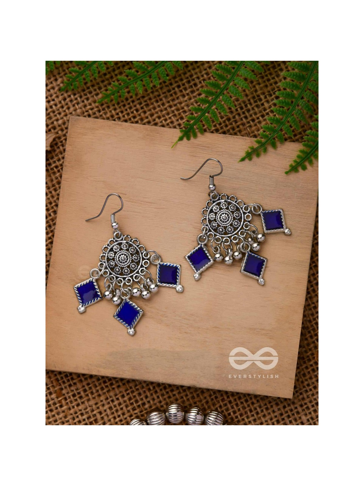RUSTIC MIDNIGHT CHARMS - OXIDISED JHUMKA EARRINGS