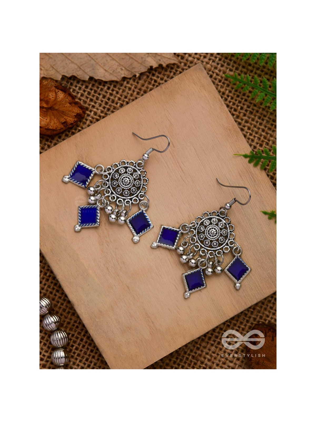 RUSTIC MIDNIGHT CHARMS - OXIDISED JHUMKA EARRINGS