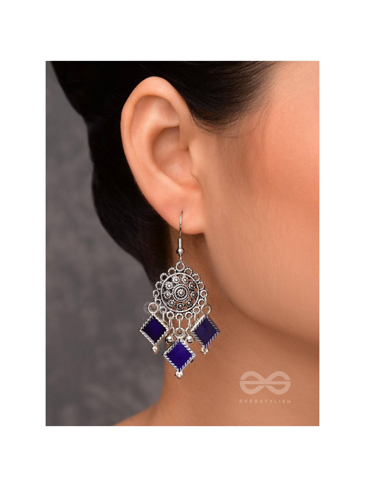 RUSTIC MIDNIGHT CHARMS - OXIDISED JHUMKA EARRINGS