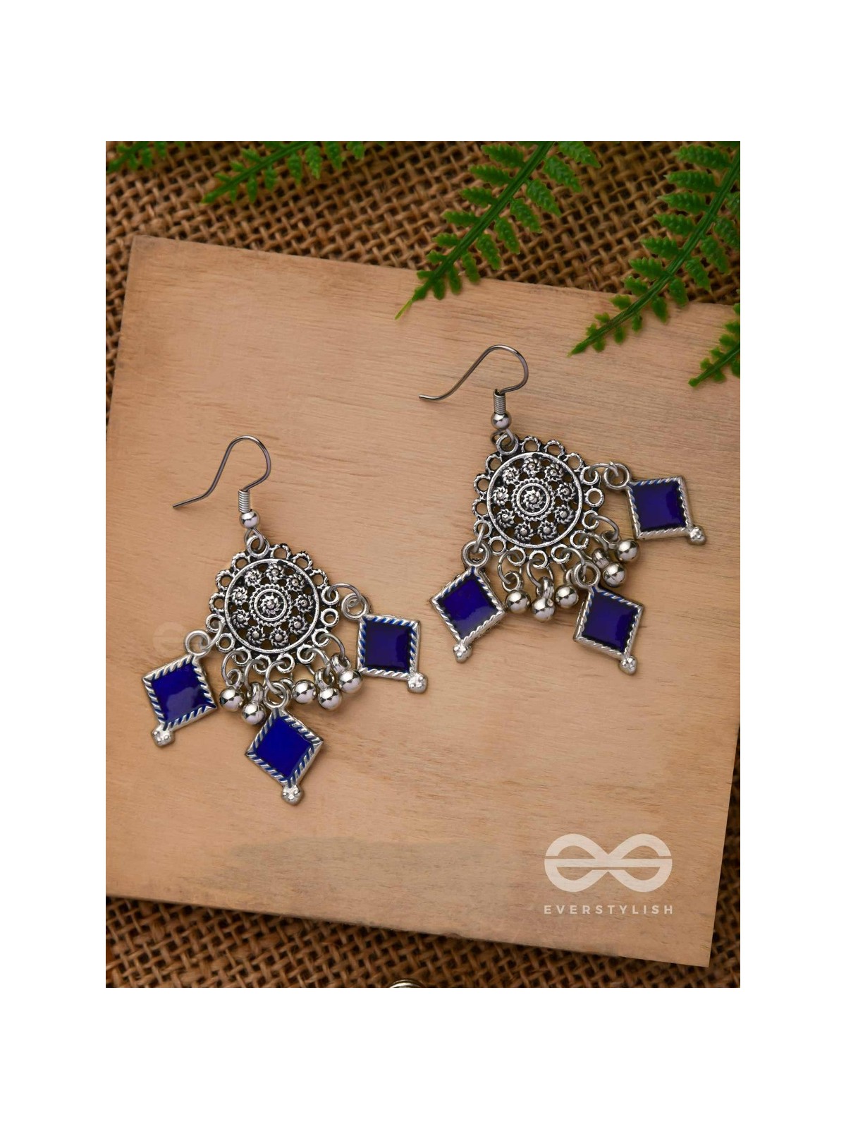 RUSTIC MIDNIGHT CHARMS - OXIDISED JHUMKA EARRINGS