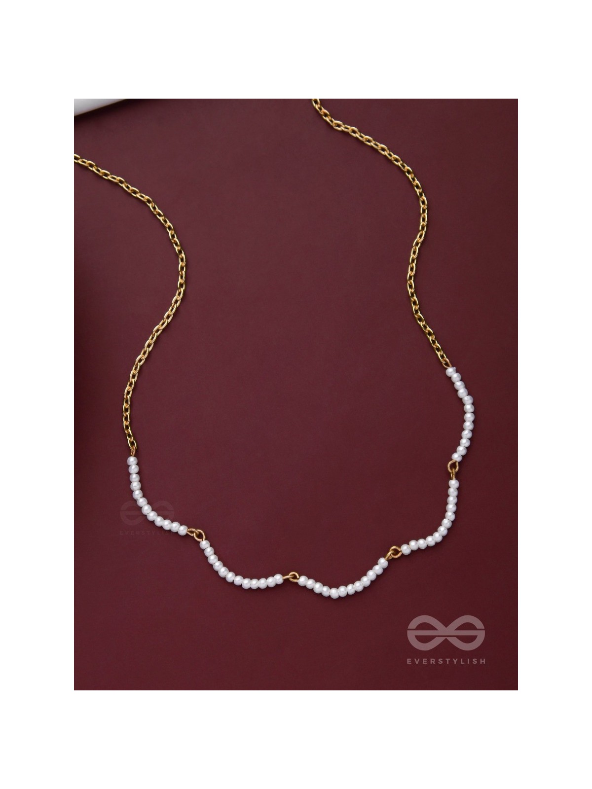 Pure Pearl Radiance - Casual Golden Neckpiece With Anti-Tarnish Coating 