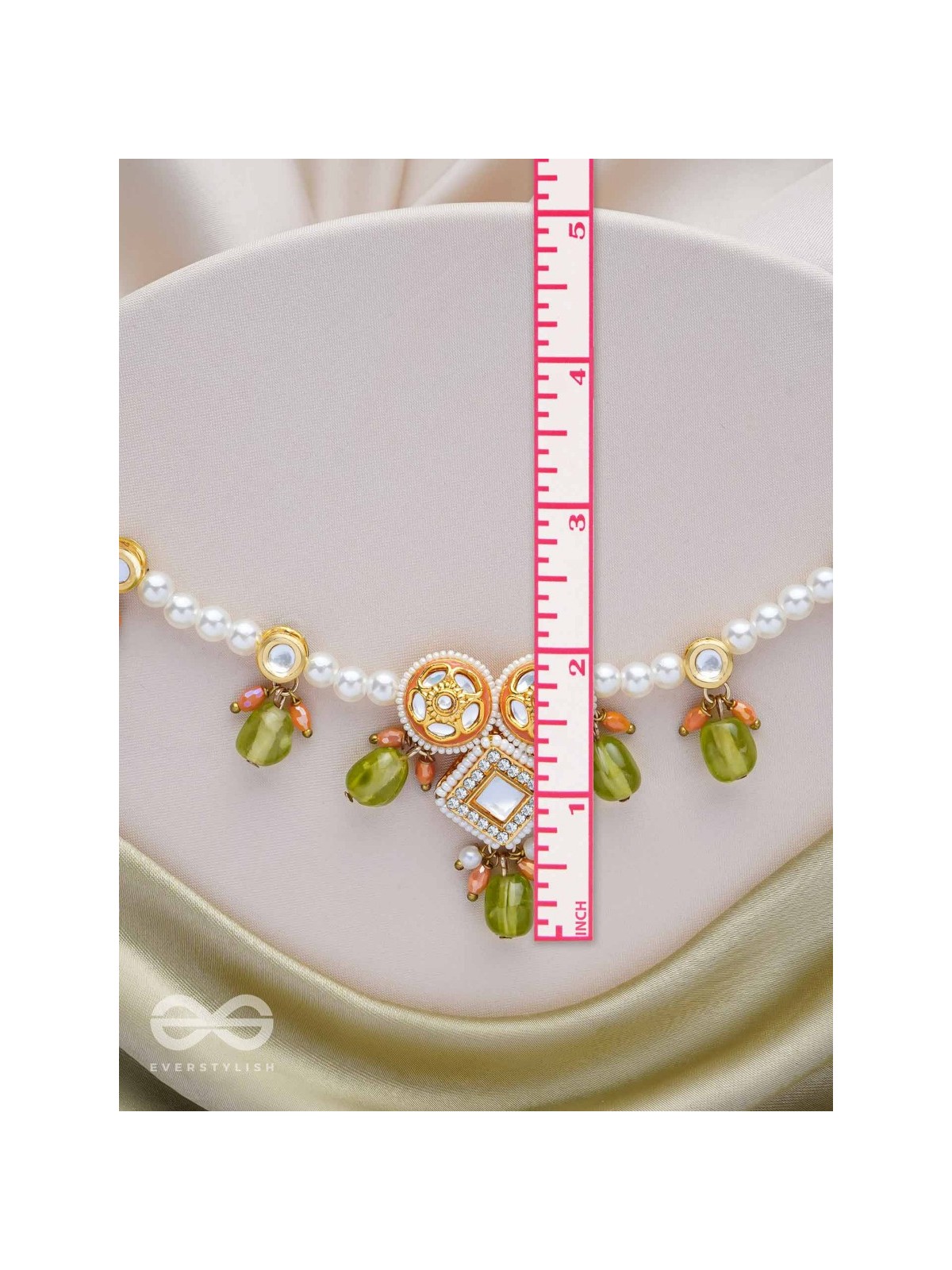 Anupta - Meadow Melody - Golden Embellished Polki And Kundan Finished Hand Embroidered Neckpiece