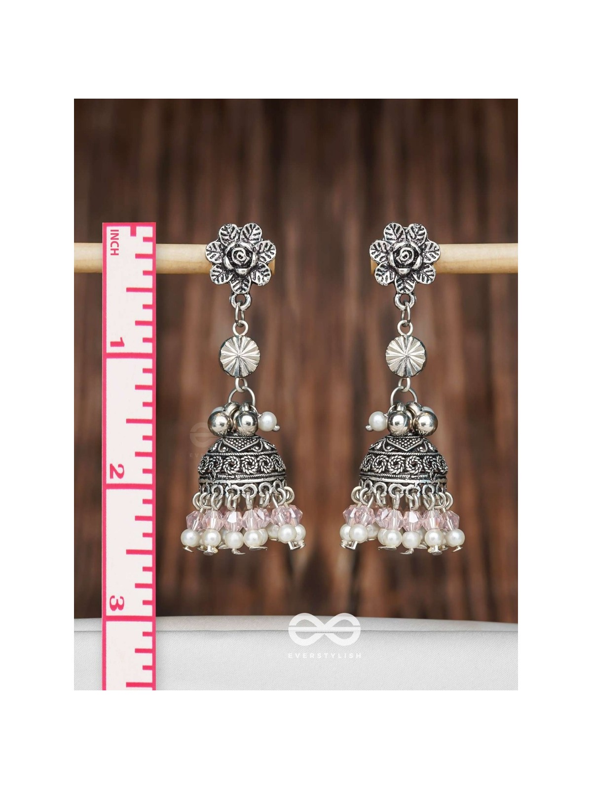 Petals In Bloom - Oxidised Jhumka Earrings