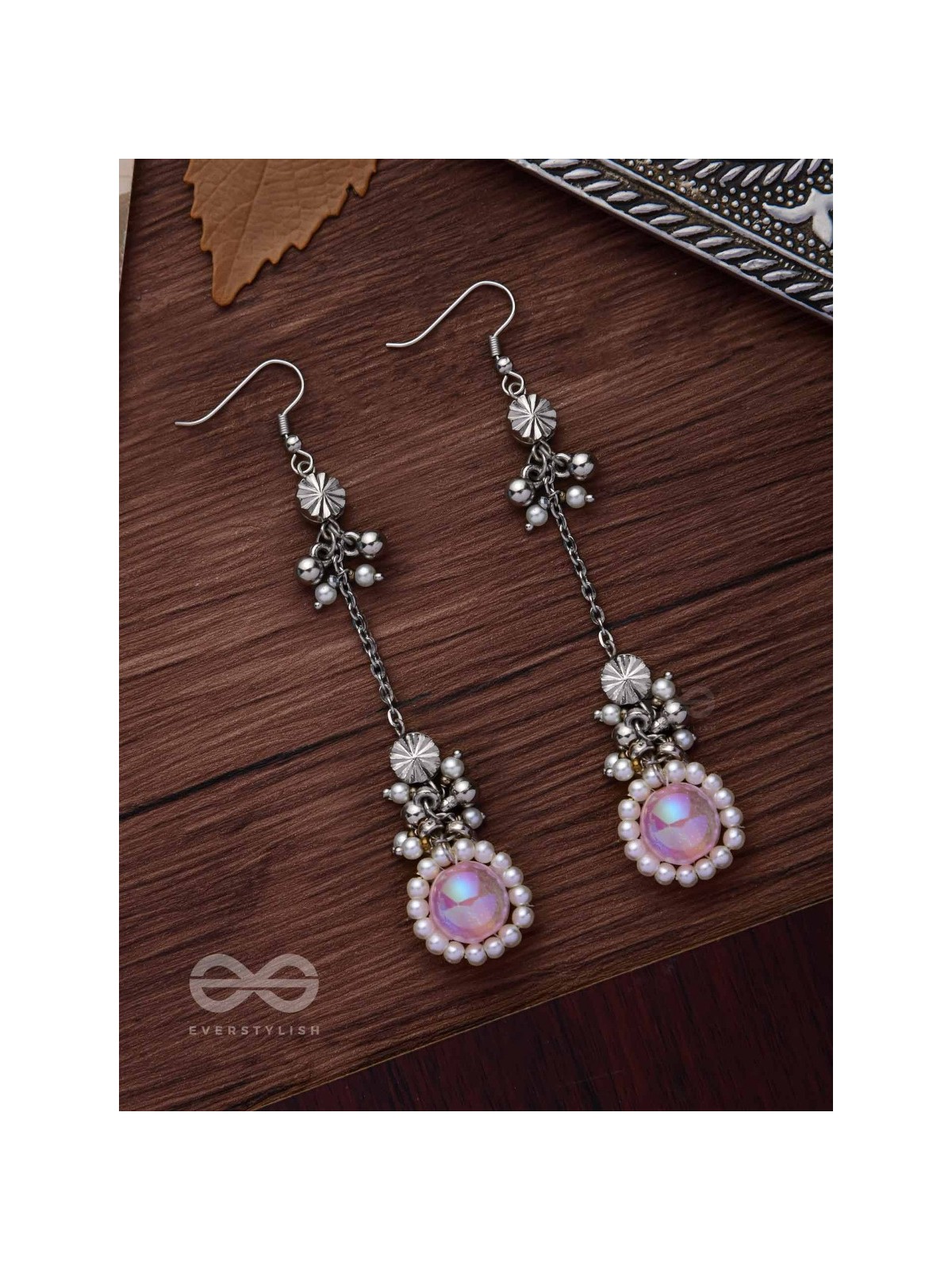 Silver Blush Bubbles - Oxidised Embellished Earrings