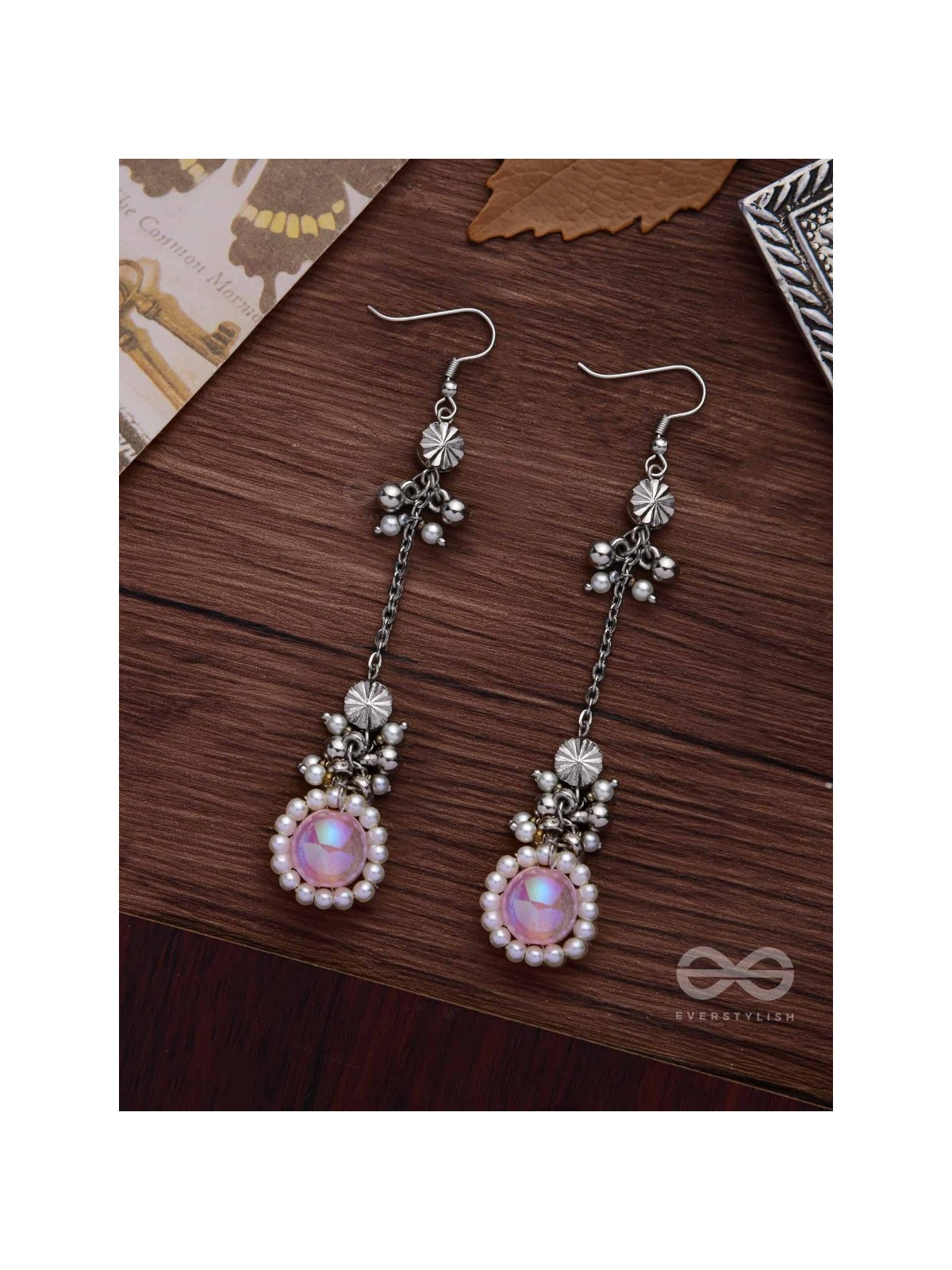 Silver Blush Bubbles - Oxidised Embellished Earrings