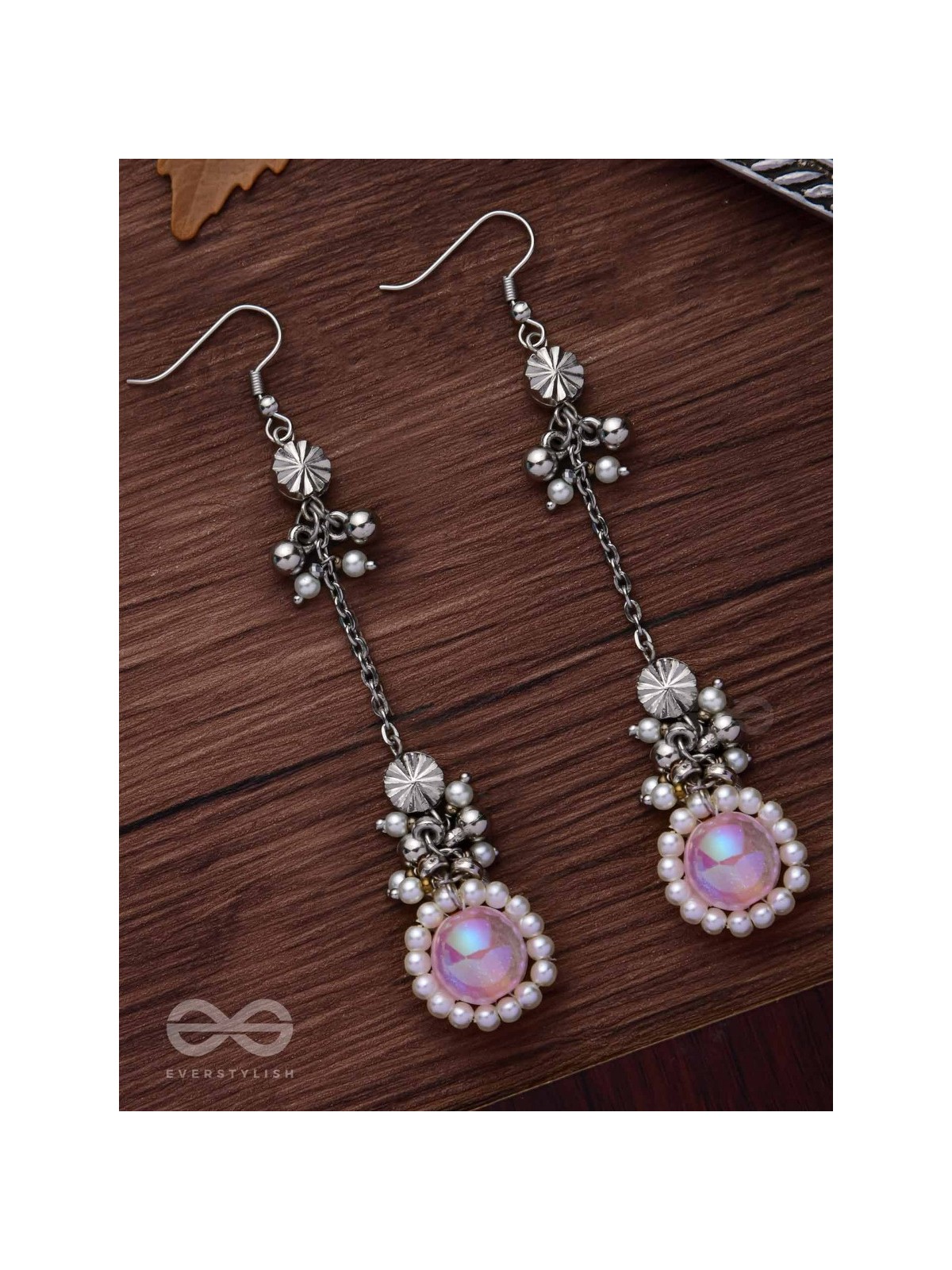 Silver Blush Bubbles - Oxidised Embellished Earrings