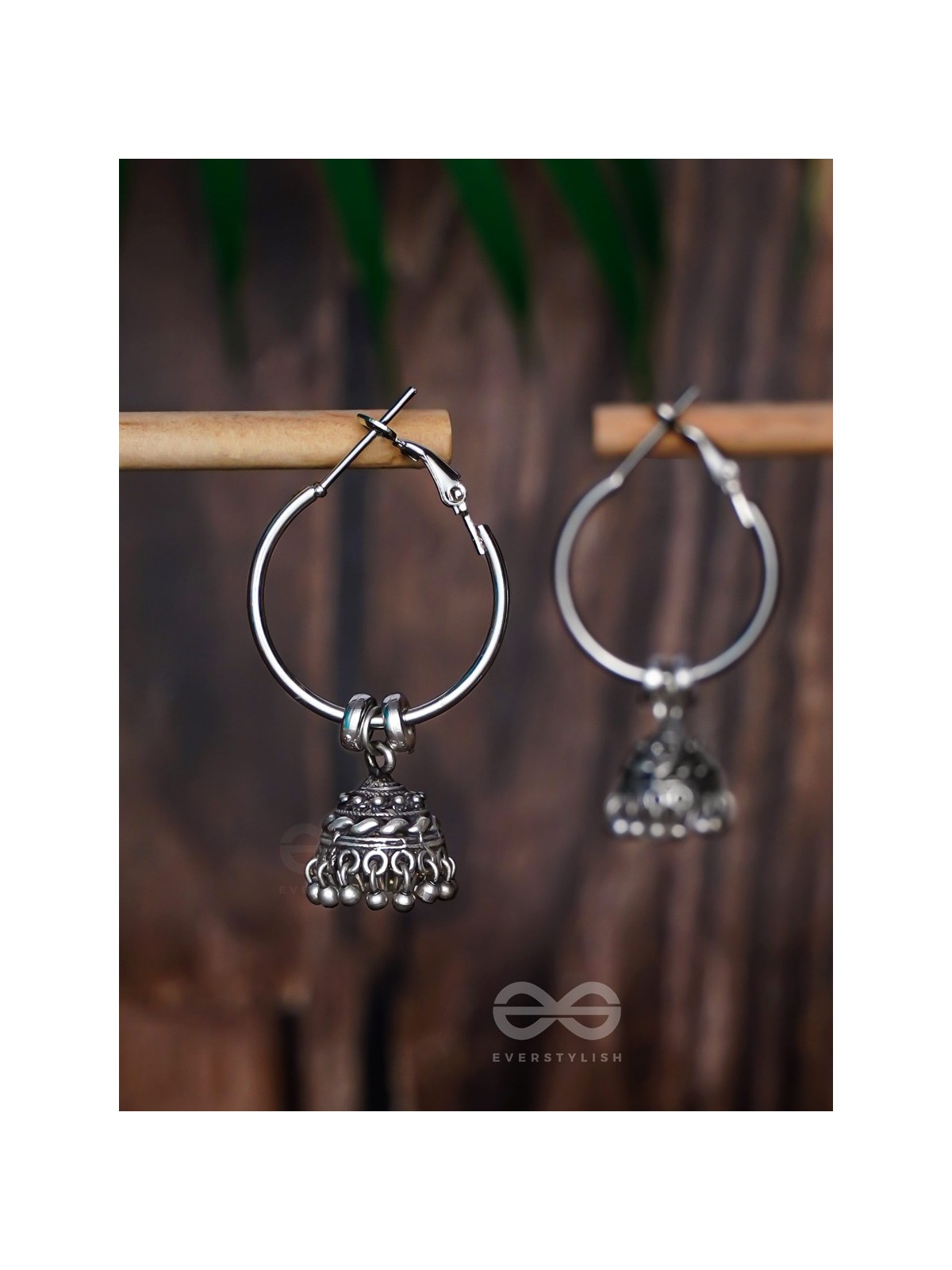 MOONLIT BEAMS - SILVER OXIDISED JHUMKA EARRINGS