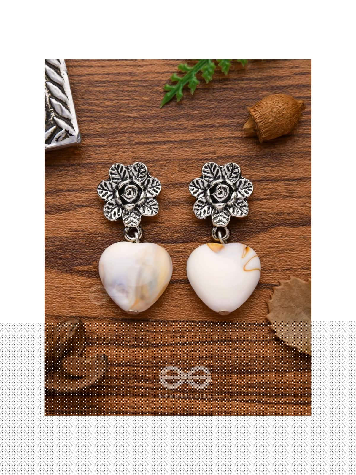 THE HEART'S DESIRE - OXIDISED EMBELLISHED EARRIBGS