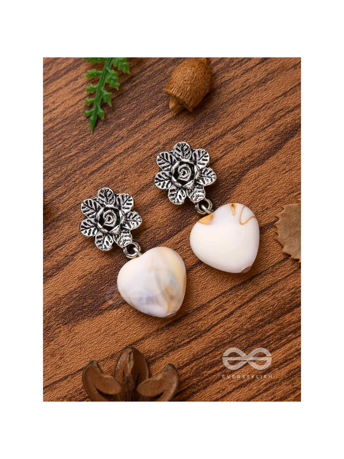 THE HEART'S DESIRE - OXIDISED EMBELLISHED EARRIBGS