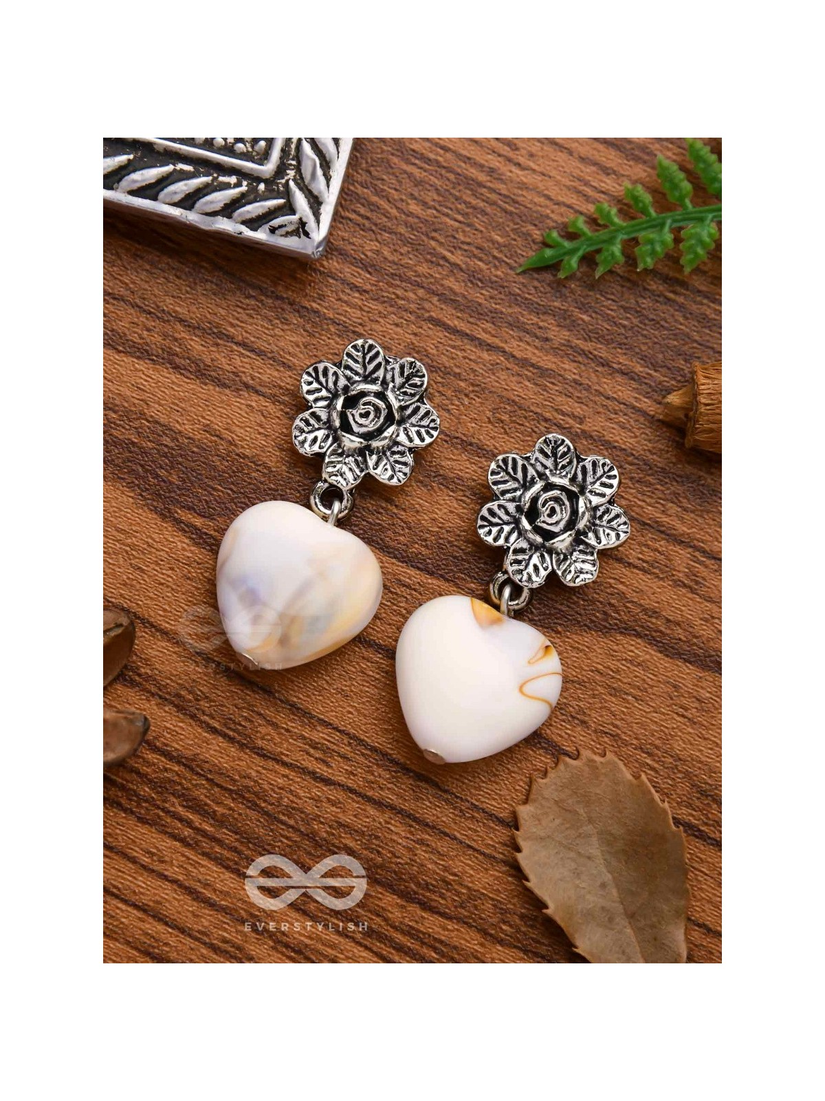 THE HEART'S DESIRE - OXIDISED EMBELLISHED EARRIBGS