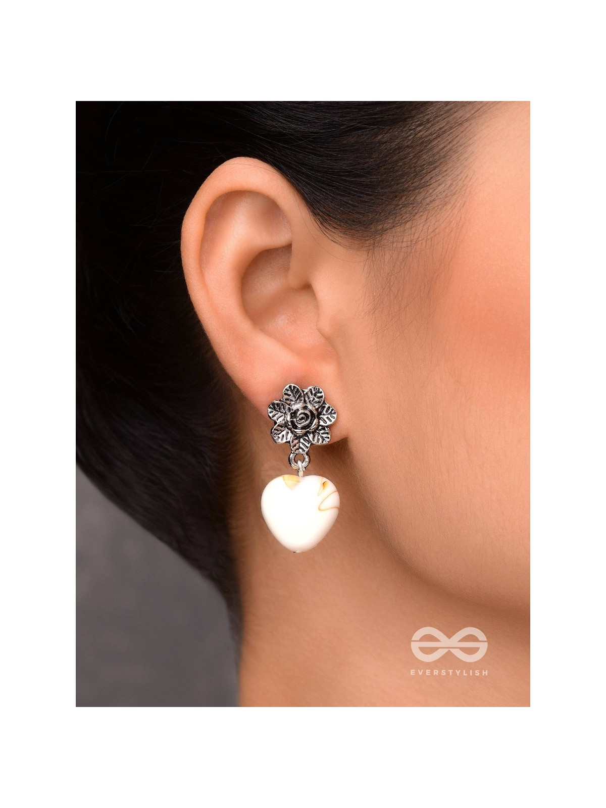THE HEART'S DESIRE - OXIDISED EMBELLISHED EARRIBGS