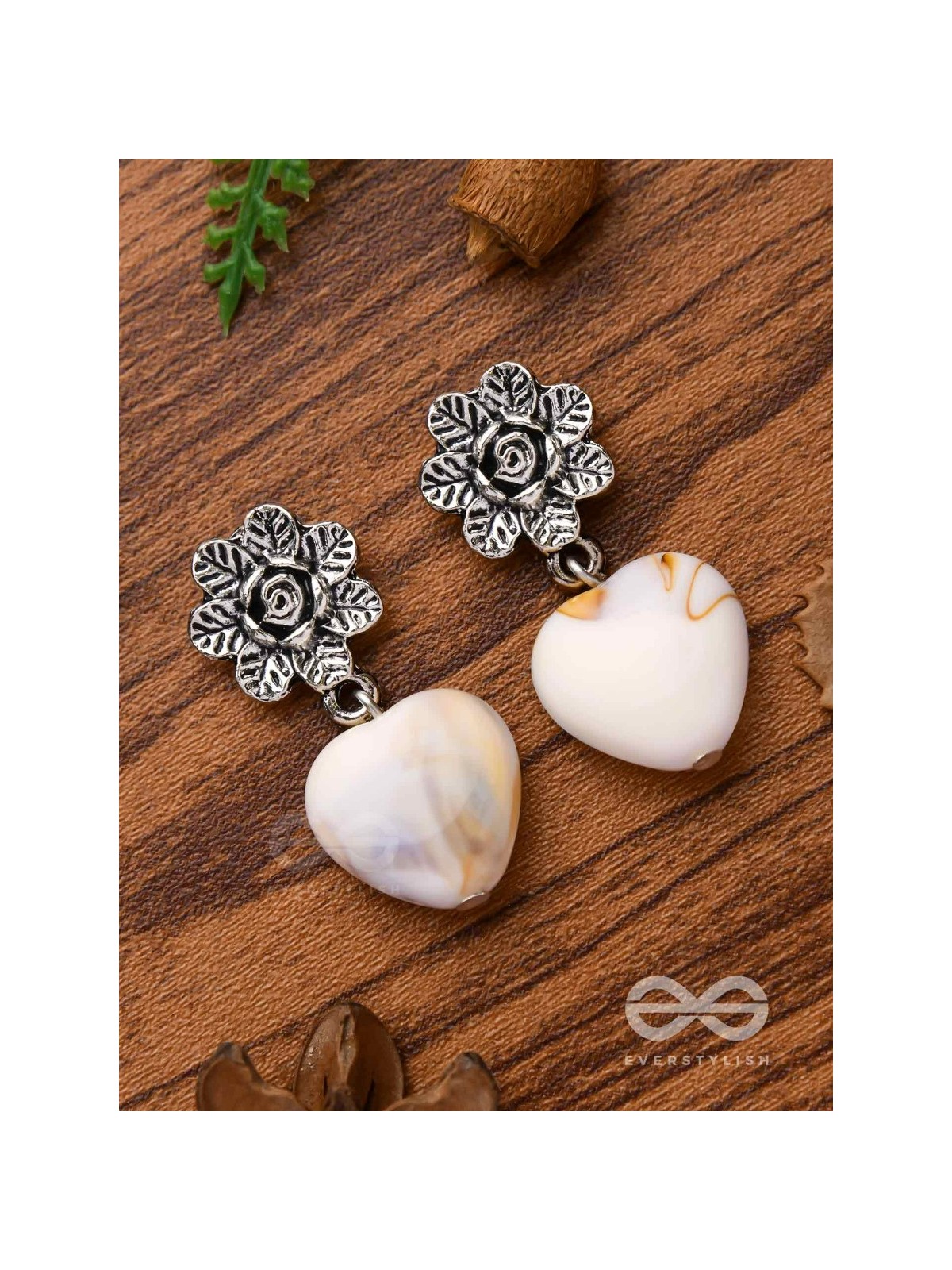 THE HEART'S DESIRE - OXIDISED EMBELLISHED EARRIBGS