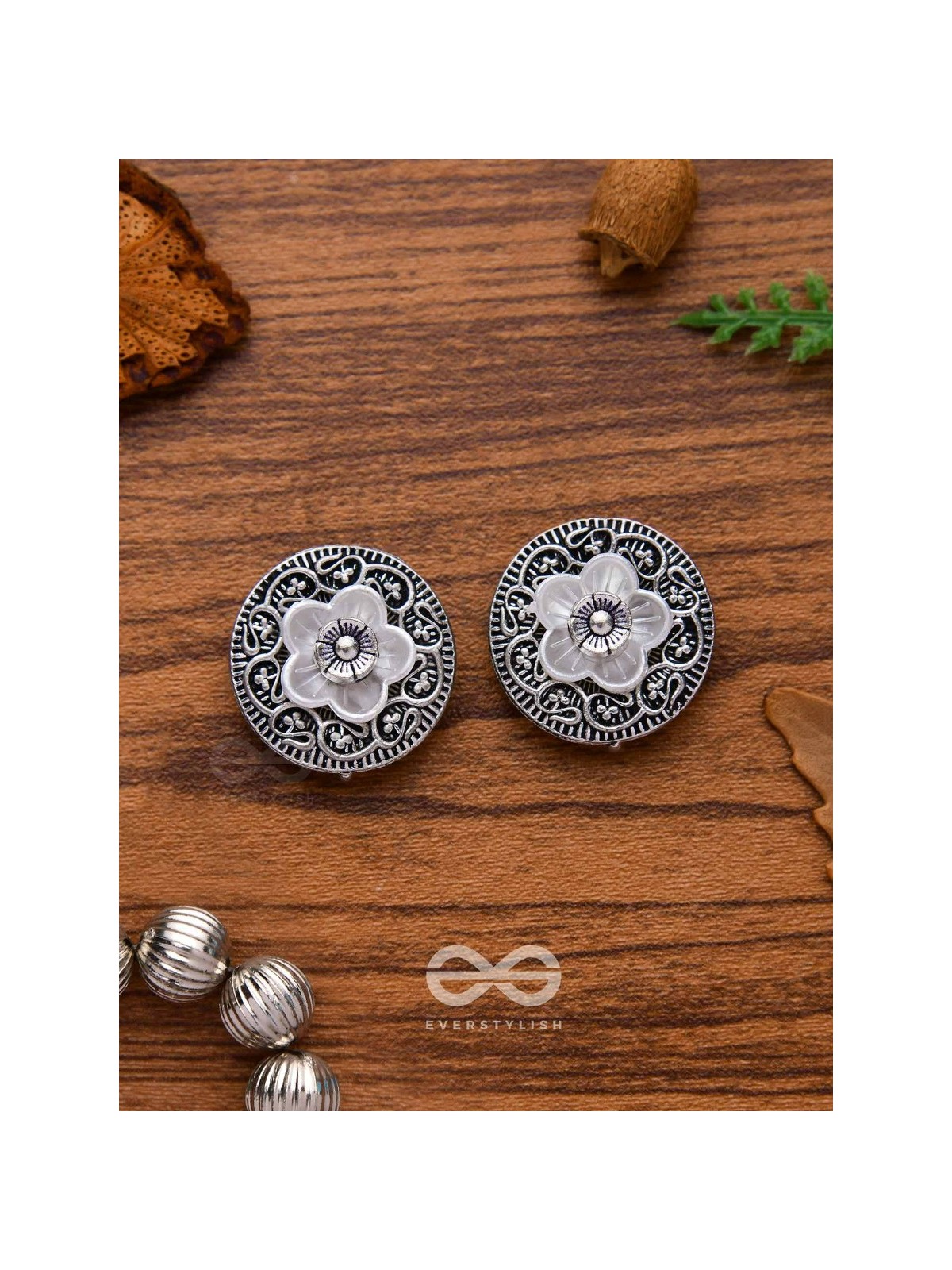 BLOSSOM SPINS - OXIDISED STUD EARRINGS