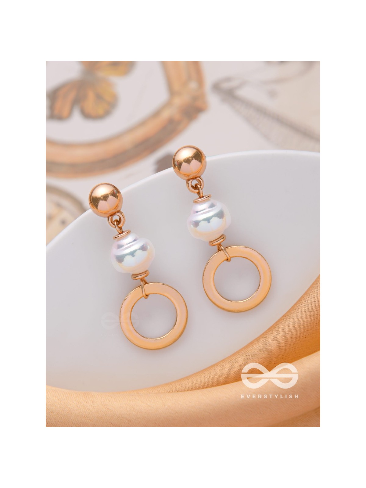 THE PEARL SPINNERS - GOLDEN EMBELLISHED EARRINGS