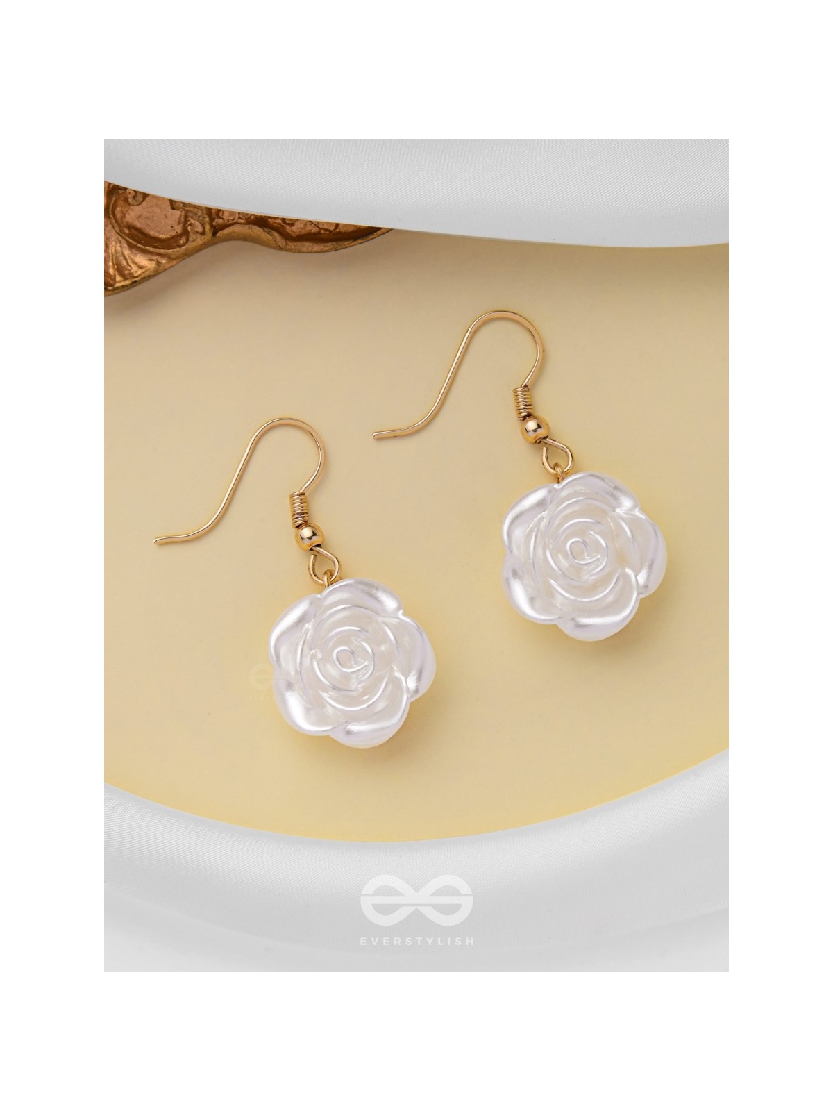 MINIATURE ROSE ROMANCE - GOLDEN EMBELLISHED EARRINGS