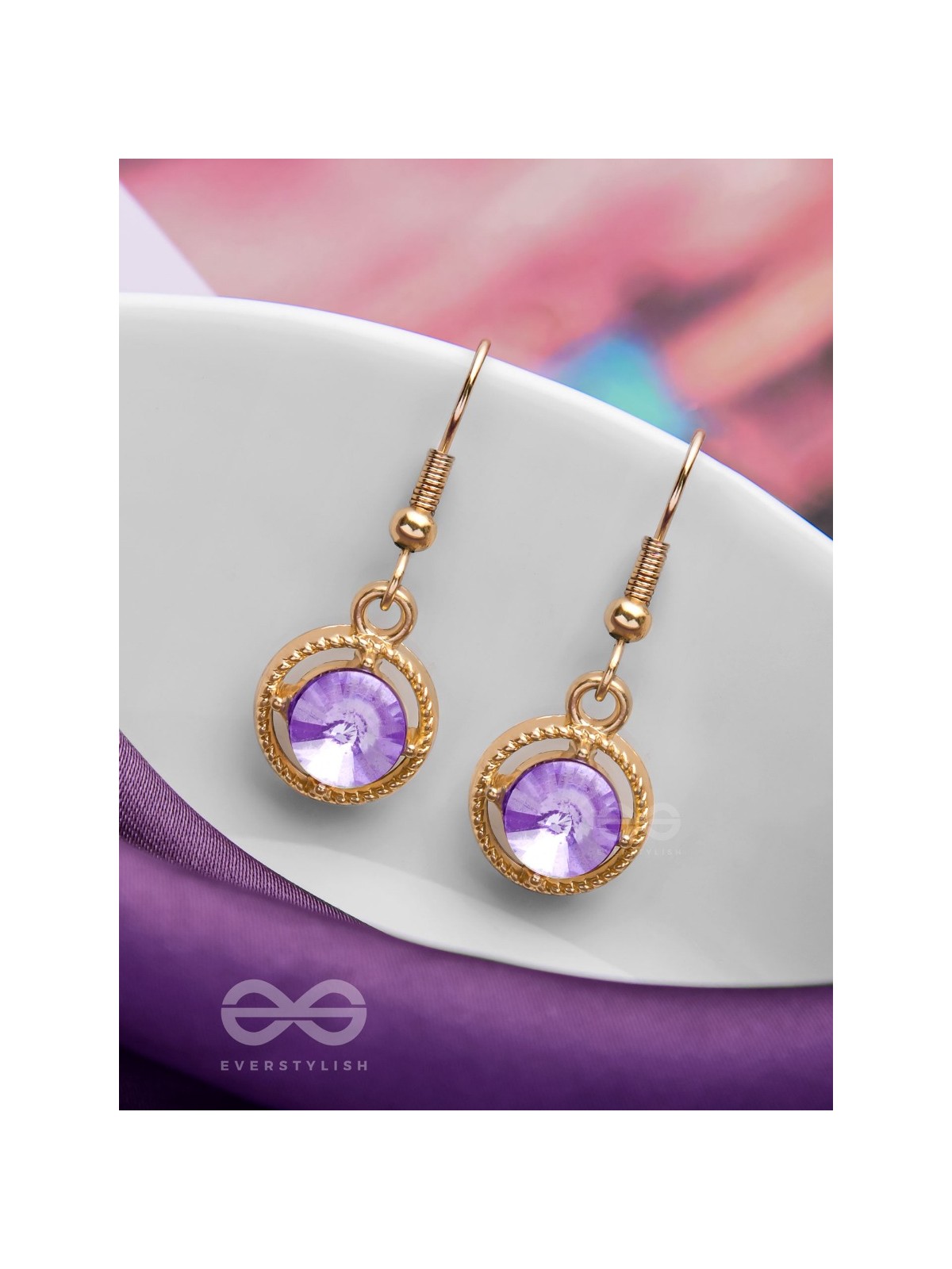 THE PURPLE HAZE - GOLDEN EMBELLISHED EARRINGS