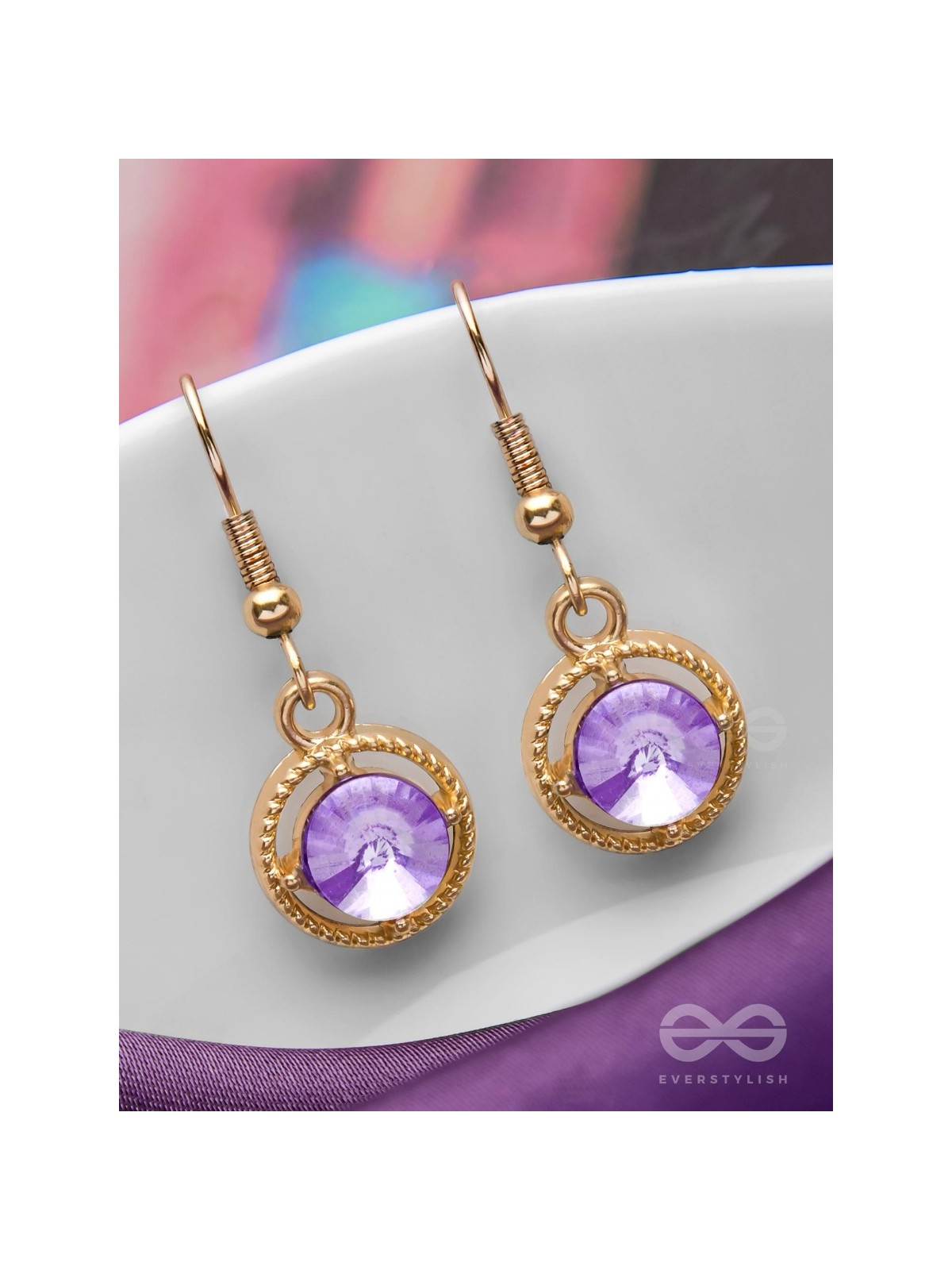 THE PURPLE HAZE - GOLDEN EMBELLISHED EARRINGS