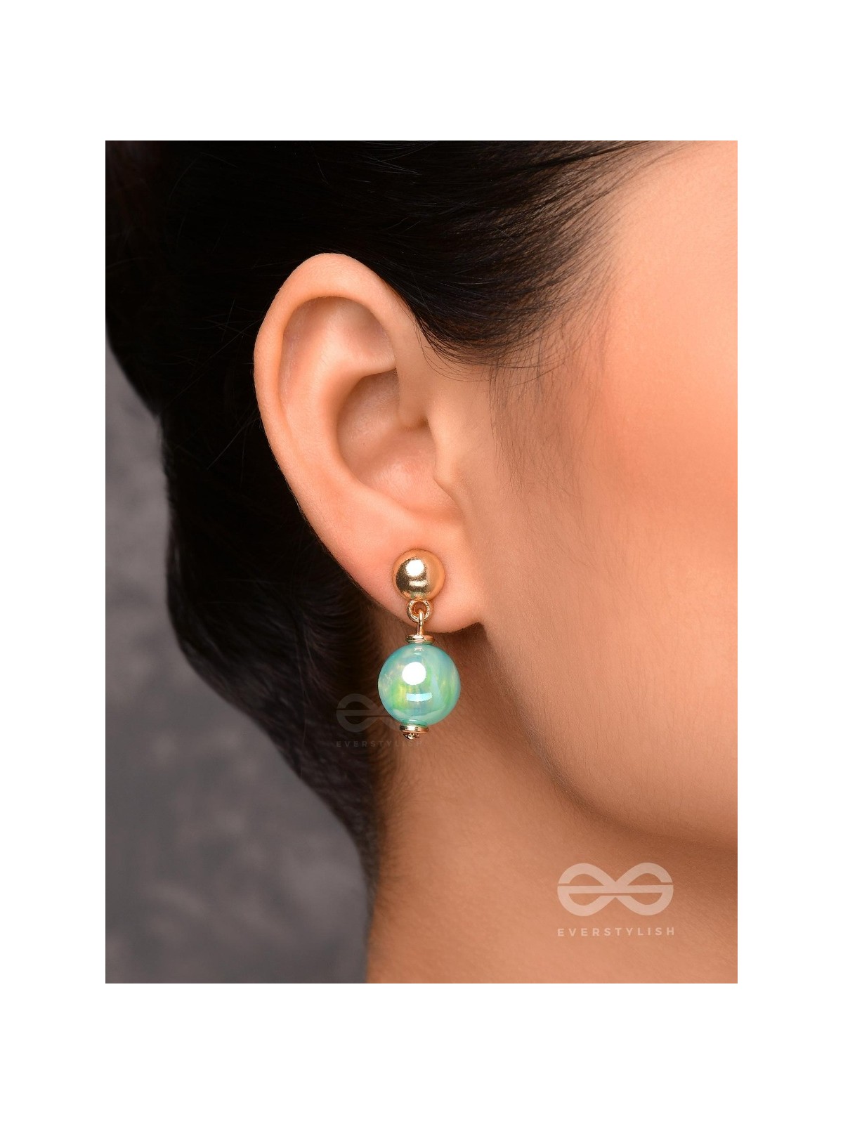 CELESTIAL PEARLESCENCE - GOLDEN AND BLUE EMBELLISHED EARRINGS