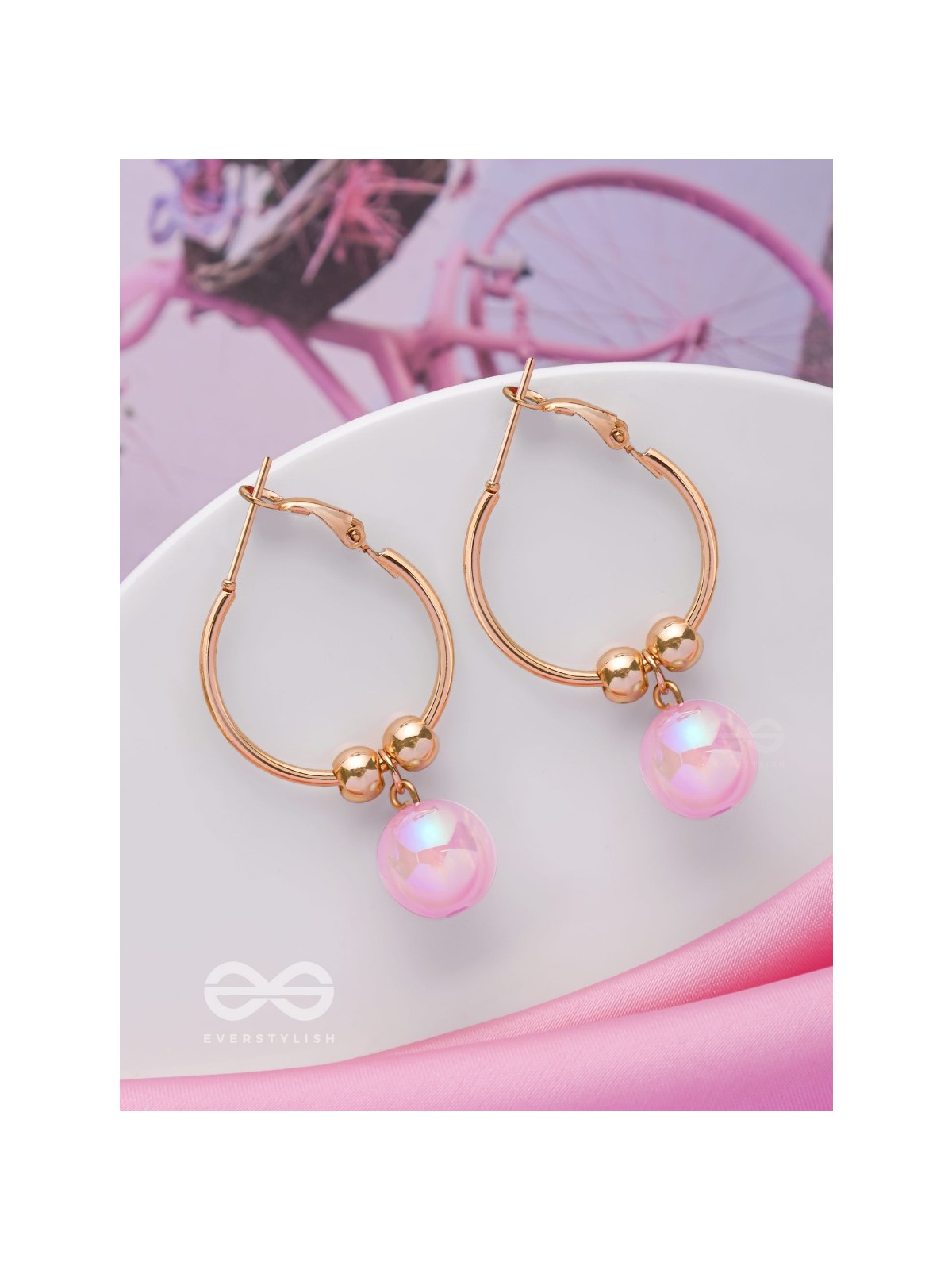 THE PINK CHAMPAGNE - GOLDEN HOOP EARRINGS