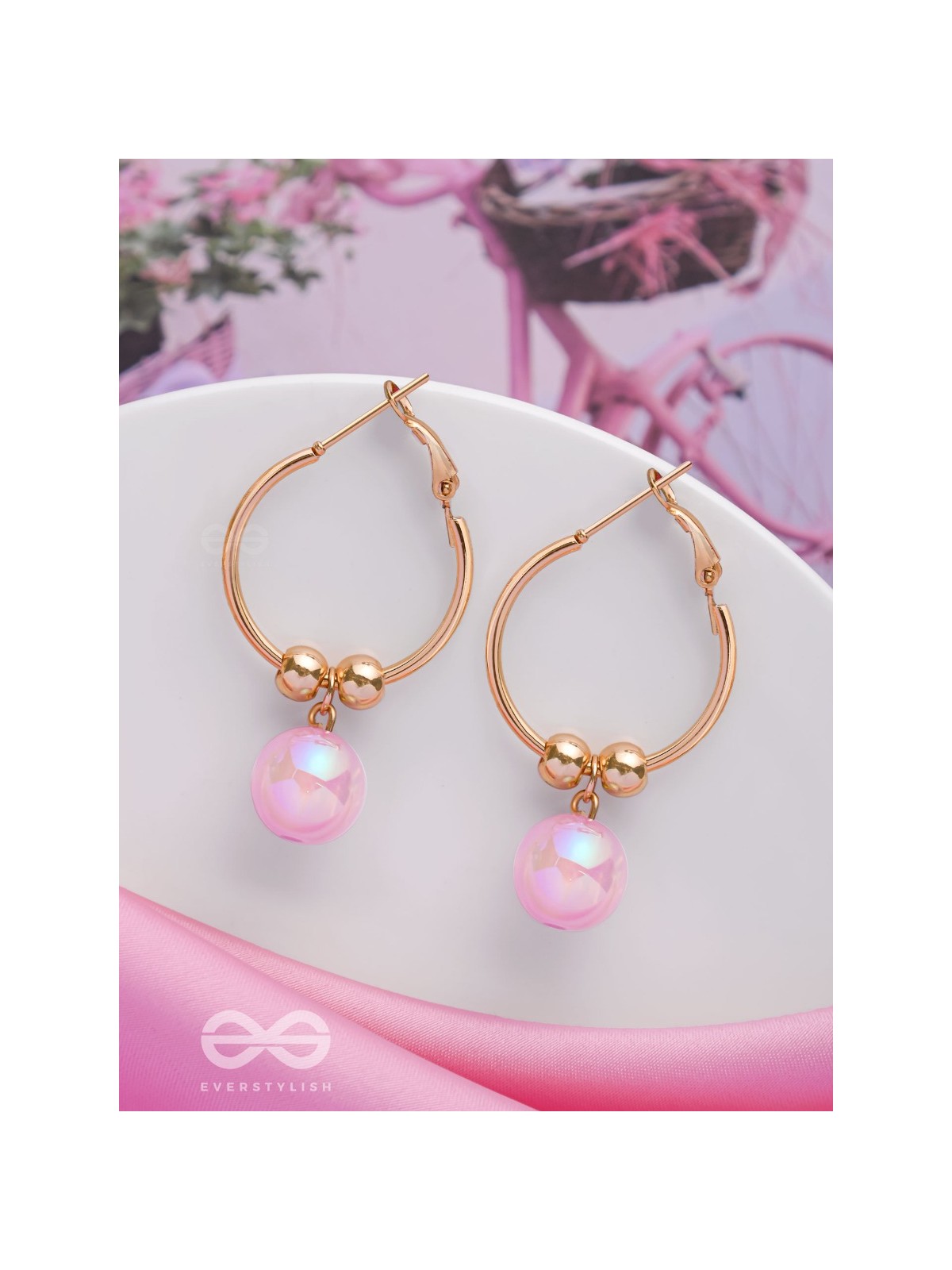 THE PINK CHAMPAGNE - GOLDEN HOOP EARRINGS