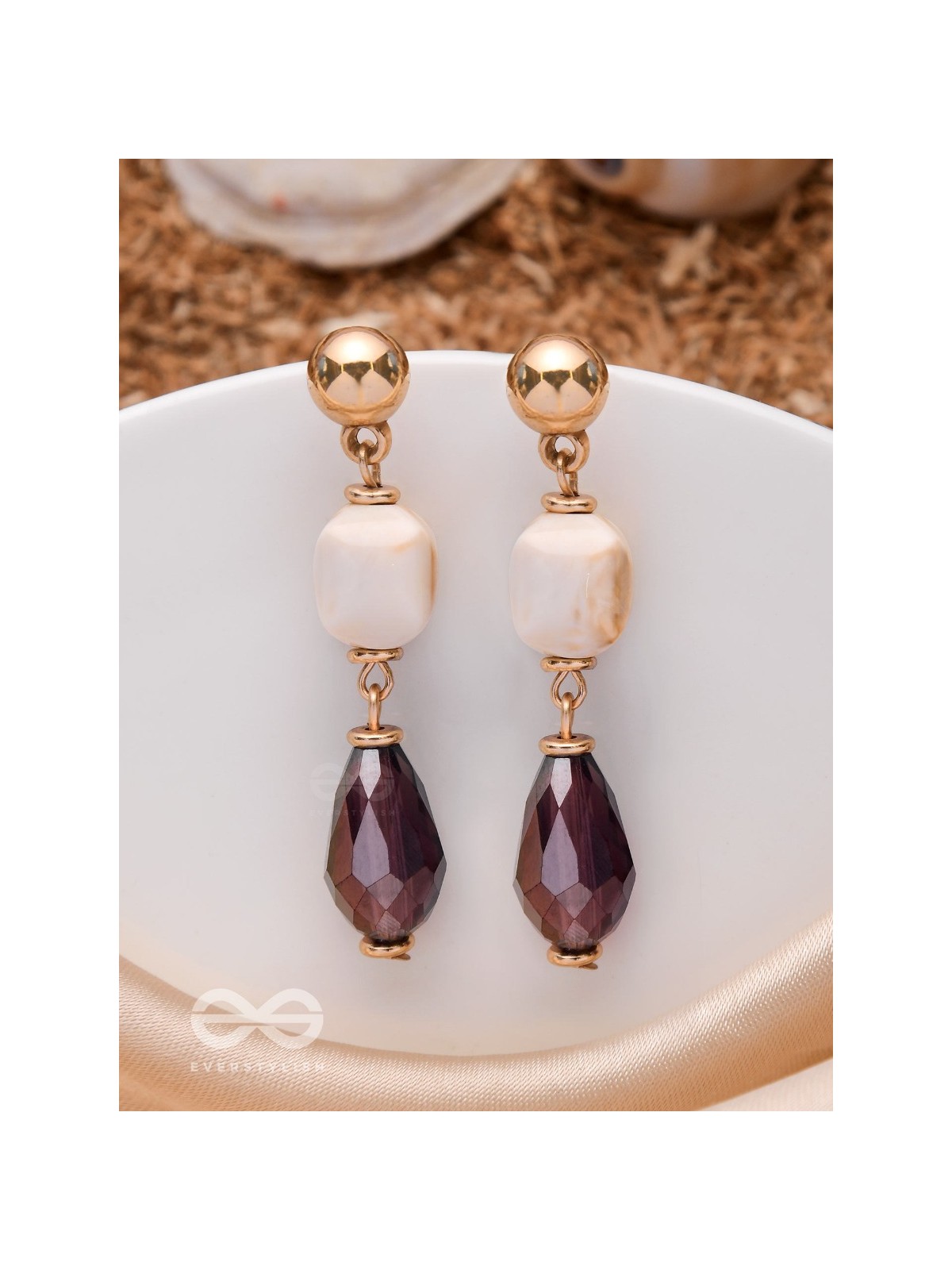 LUSTRE OF DUSK - GOLDEN EMBELLISHED EARRINGS