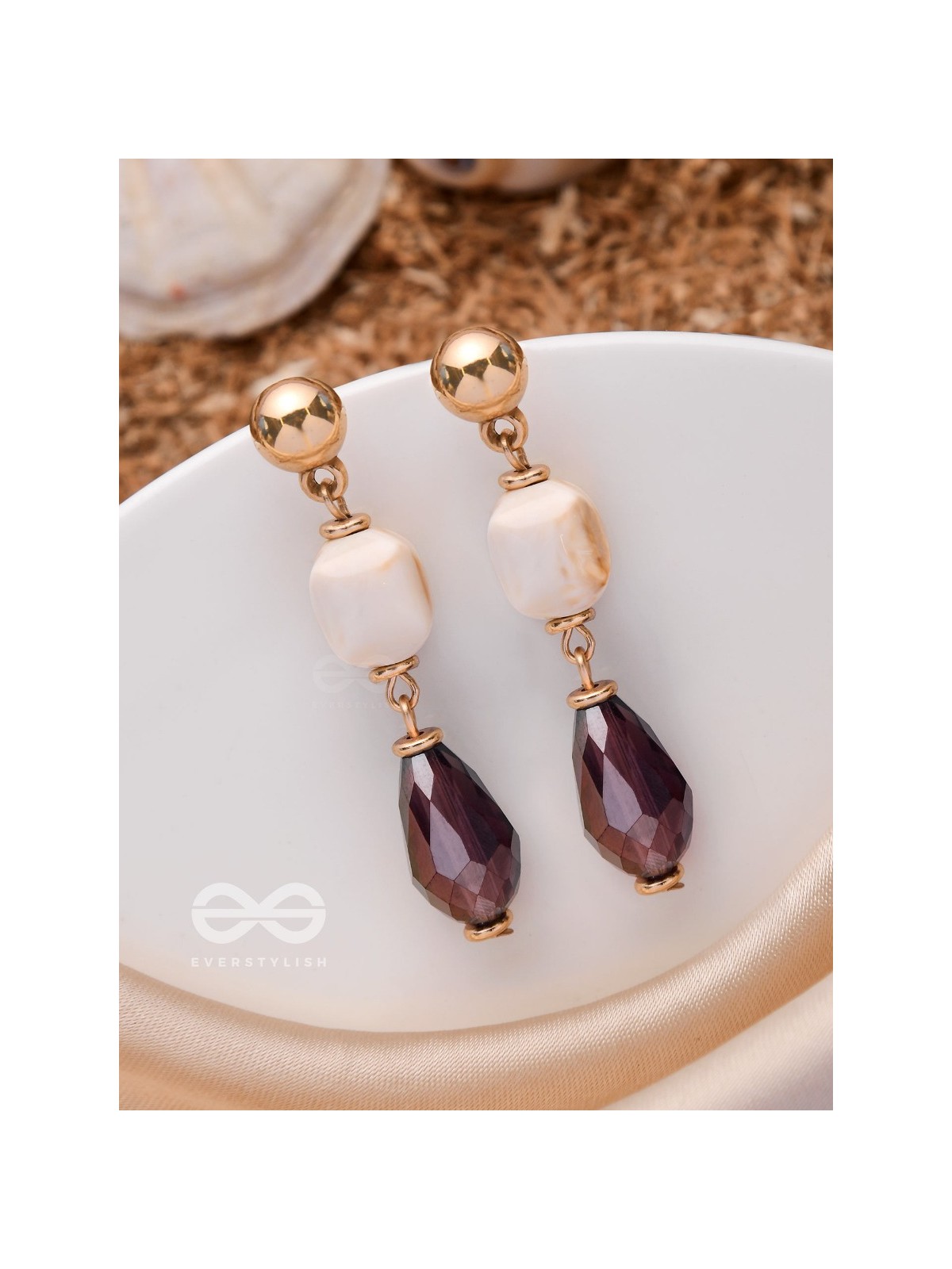 LUSTRE OF DUSK - GOLDEN EMBELLISHED EARRINGS