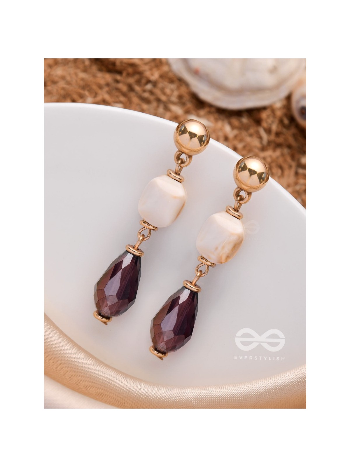 LUSTRE OF DUSK - GOLDEN EMBELLISHED EARRINGS