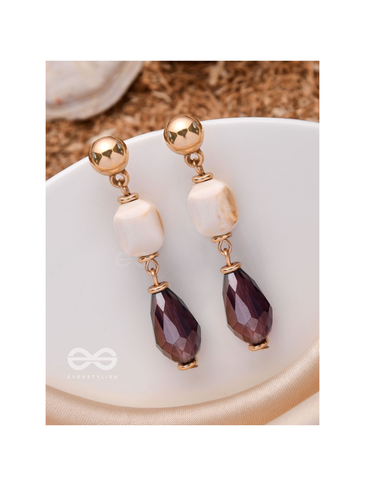 LUSTRE OF DUSK - GOLDEN EMBELLISHED EARRINGS