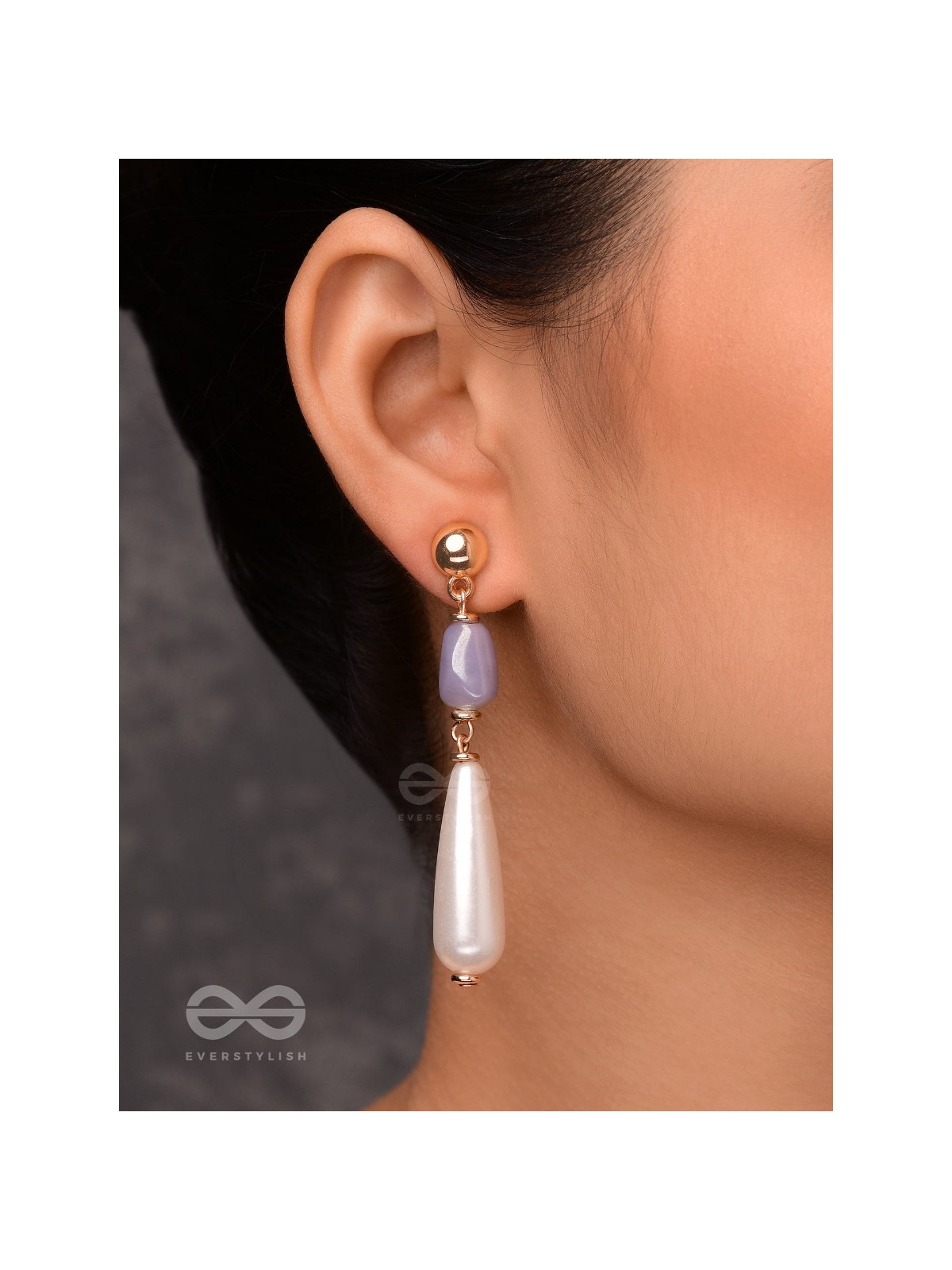 THE PEARL OF DUSK - GOLDEN EMBELLISHED EARRINGS