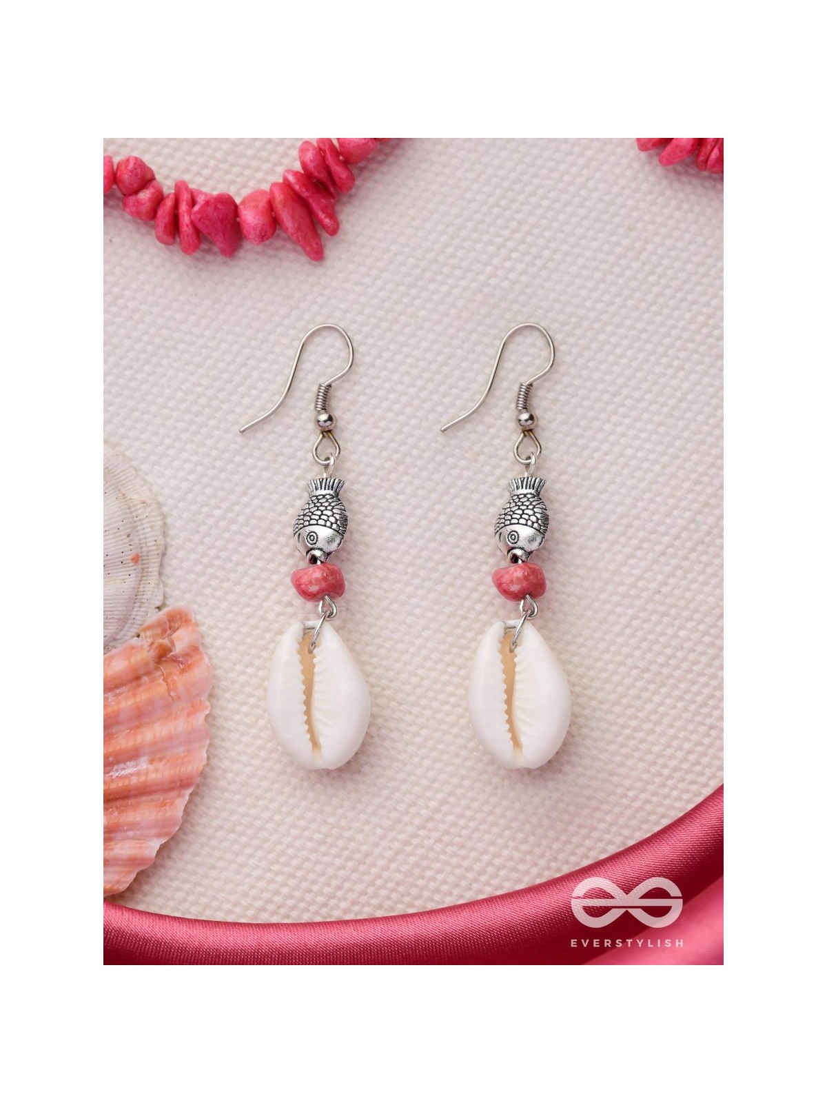 FINTASTIC SEAFISH SHELLS - OXIDISED DROP EARRINGS