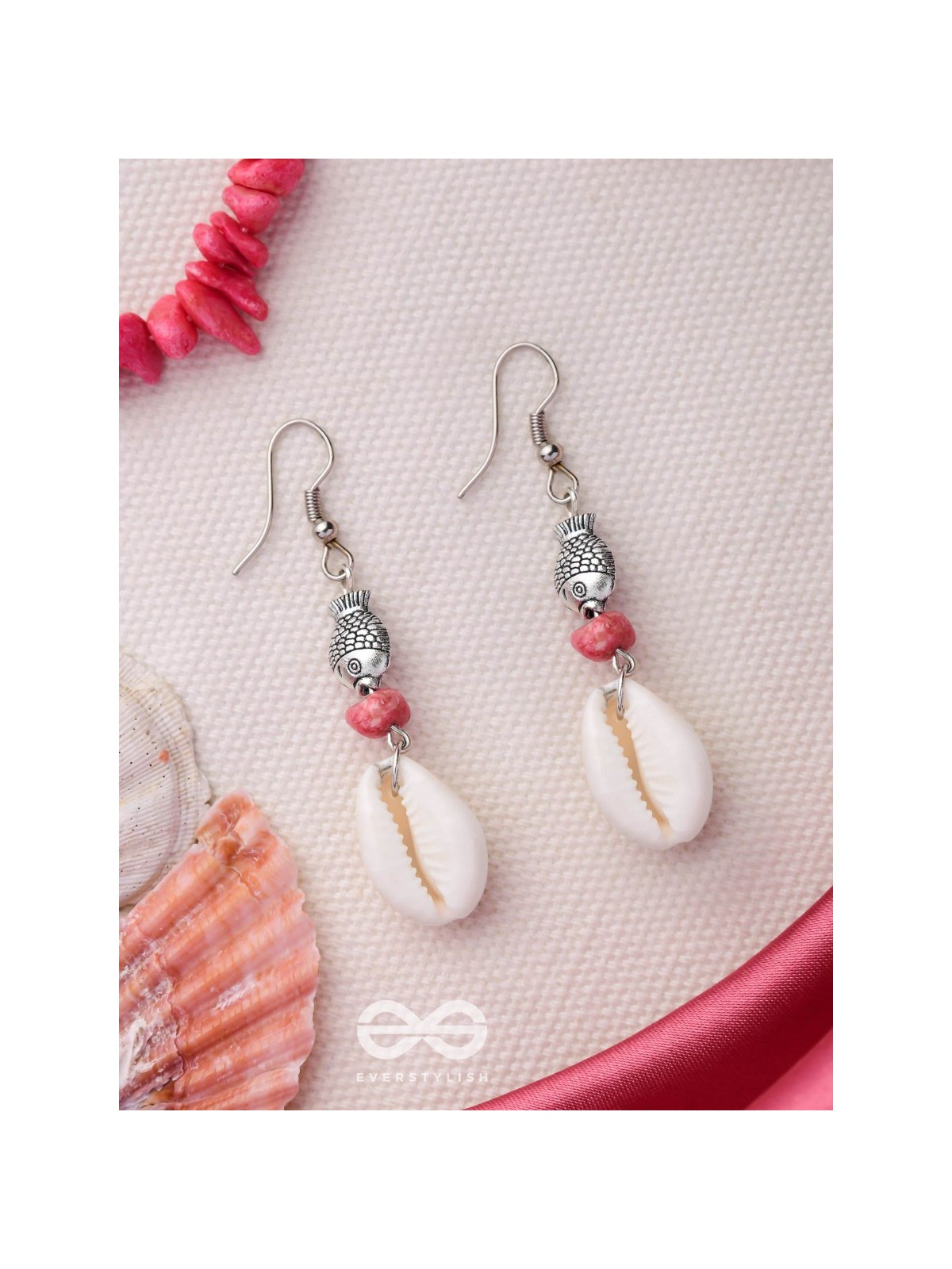 FINTASTIC SEAFISH SHELLS - OXIDISED DROP EARRINGS