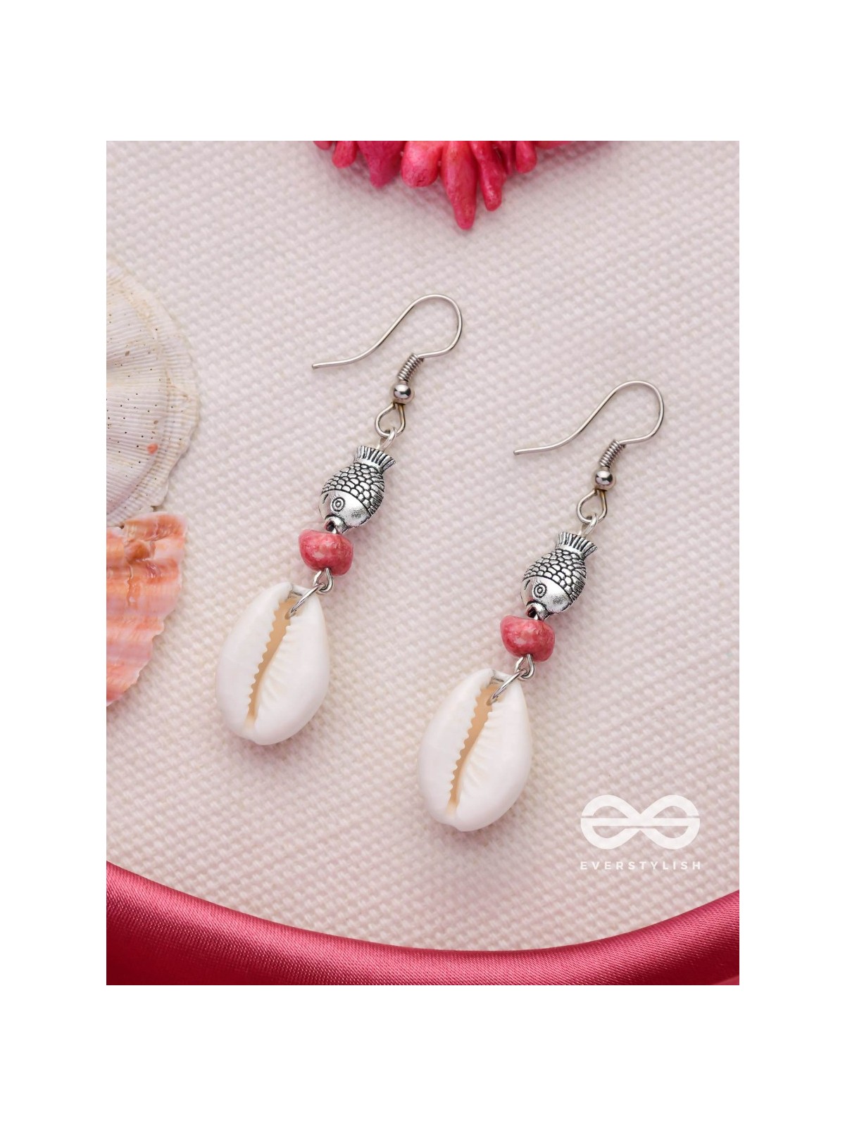 FINTASTIC SEAFISH SHELLS - OXIDISED DROP EARRINGS