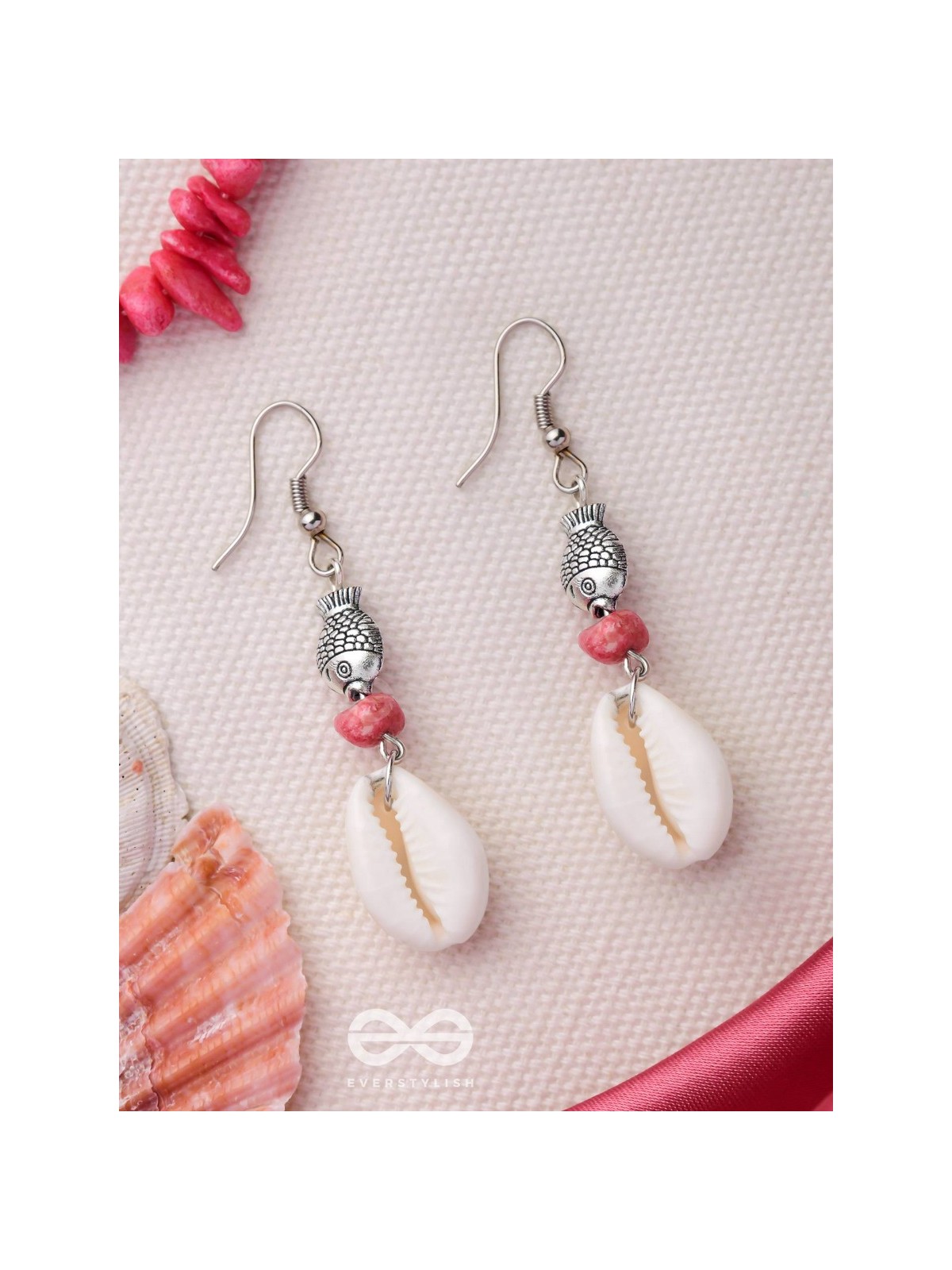 FINTASTIC SEAFISH SHELLS - OXIDISED DROP EARRINGS