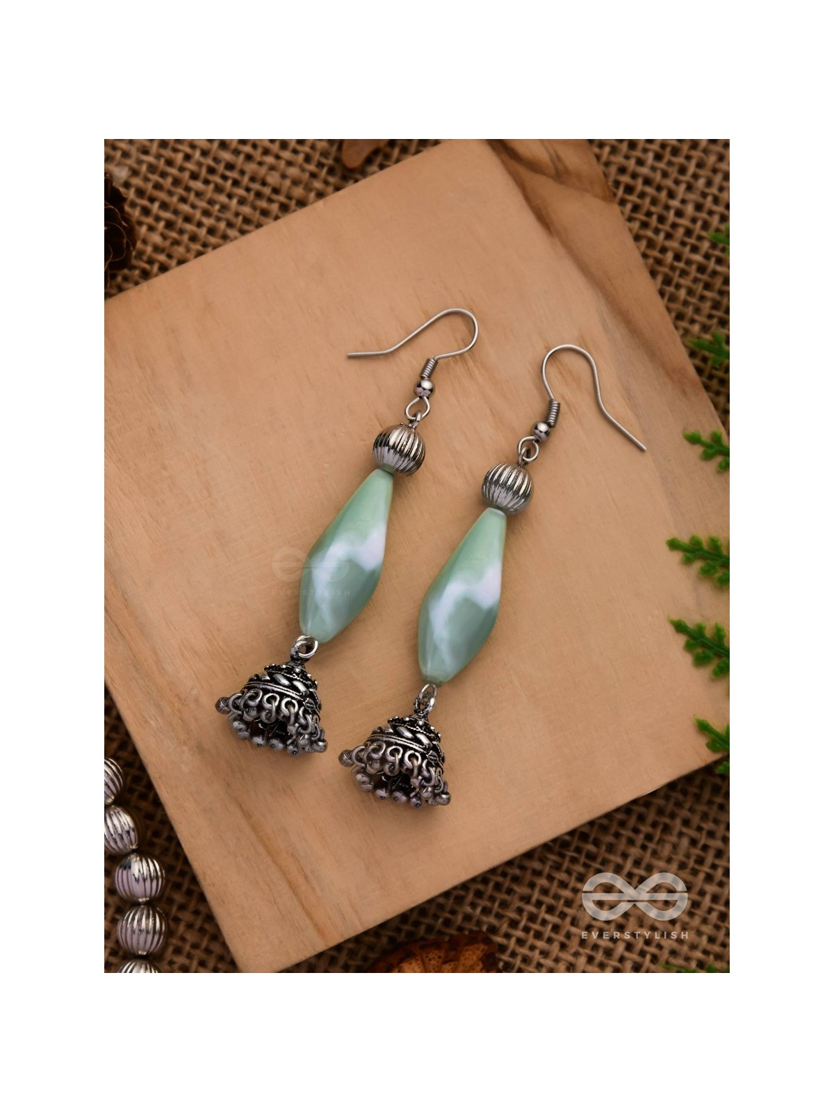THE MEADOW MELODY - OXIDISED JHUMKA EARRINGS