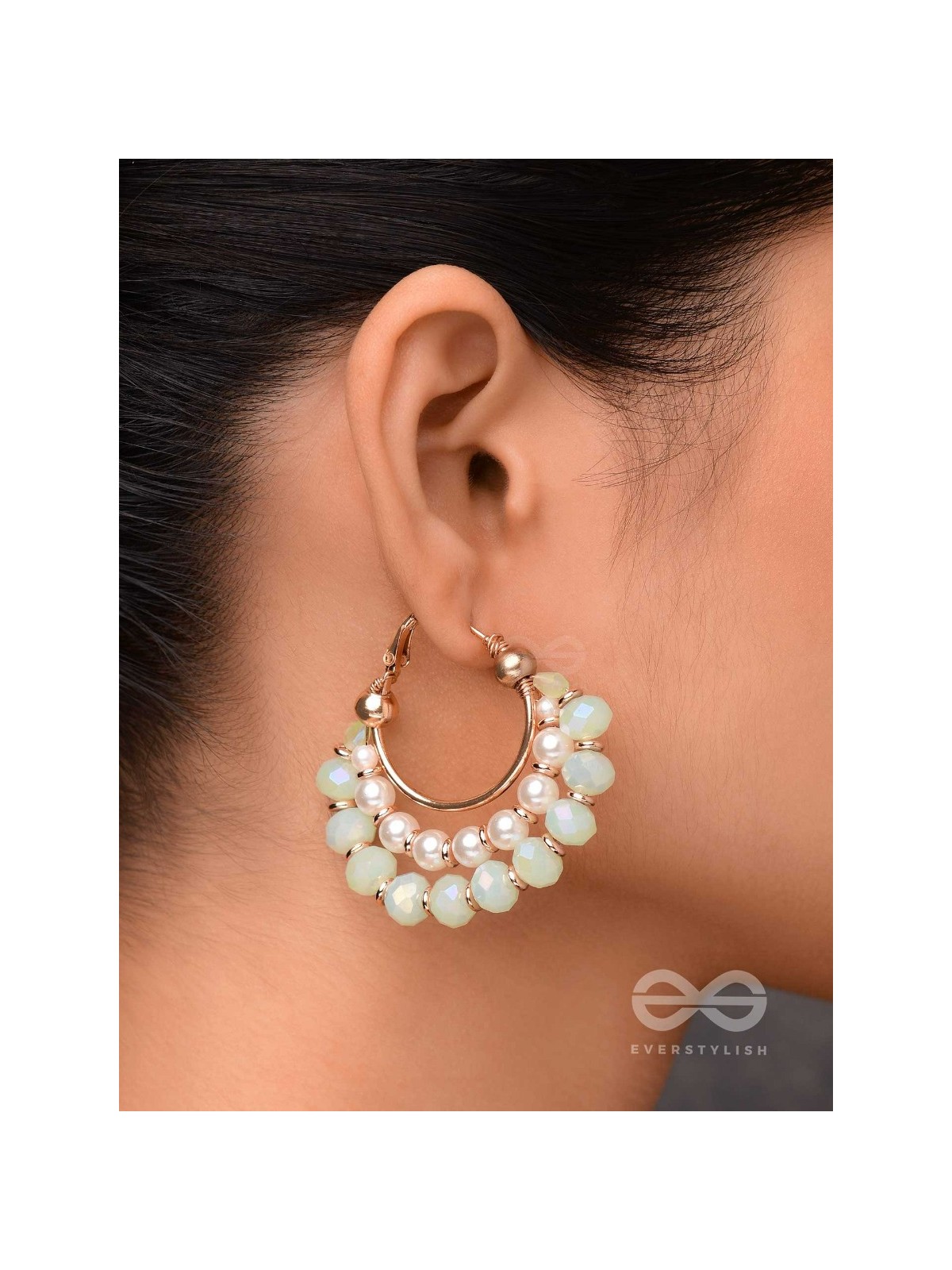 THE DREAMY DRIFT  - GOLDEN EMBELLISHED HOOP EARRINGS