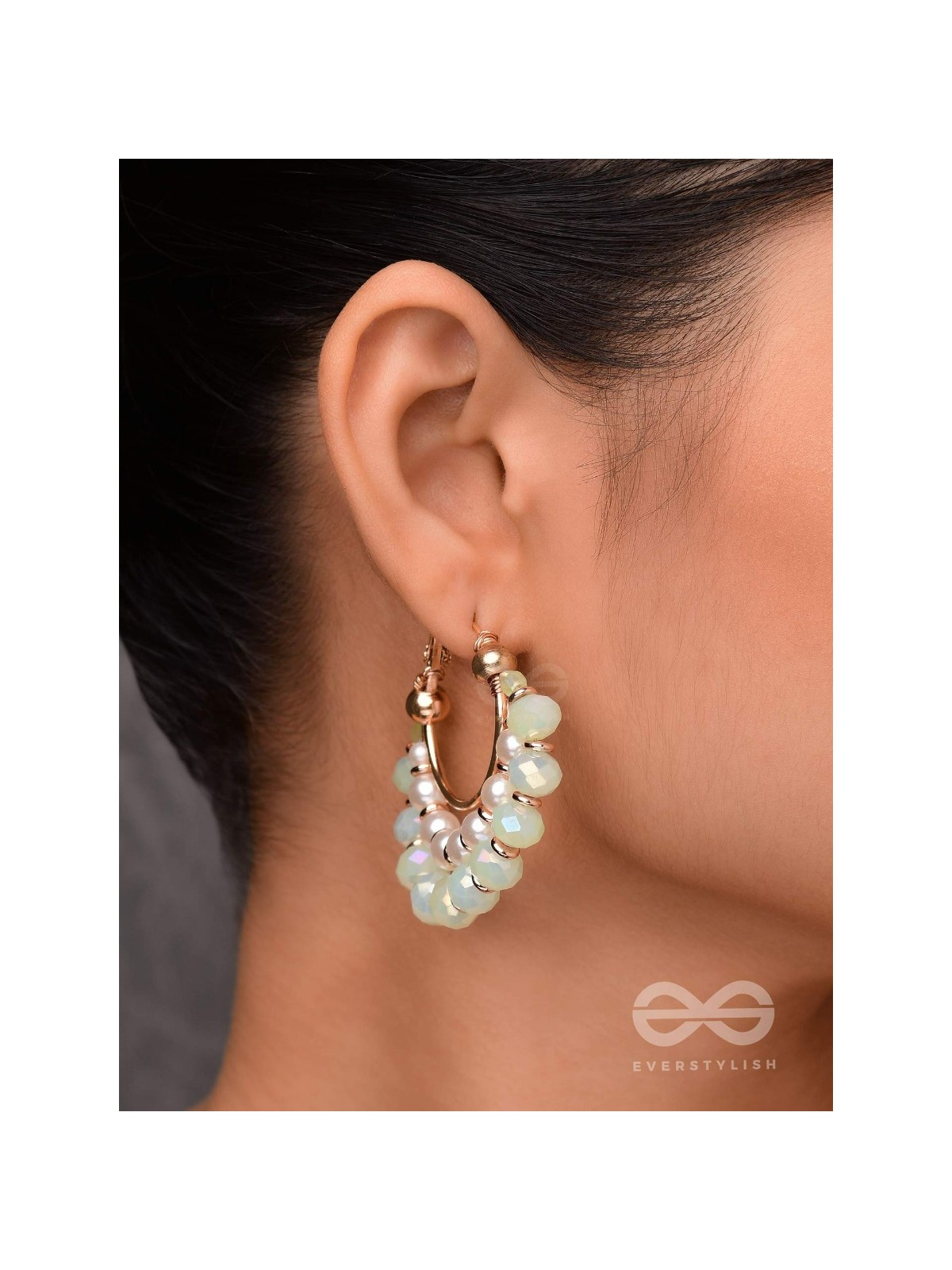 THE DREAMY DRIFT  - GOLDEN EMBELLISHED HOOP EARRINGS