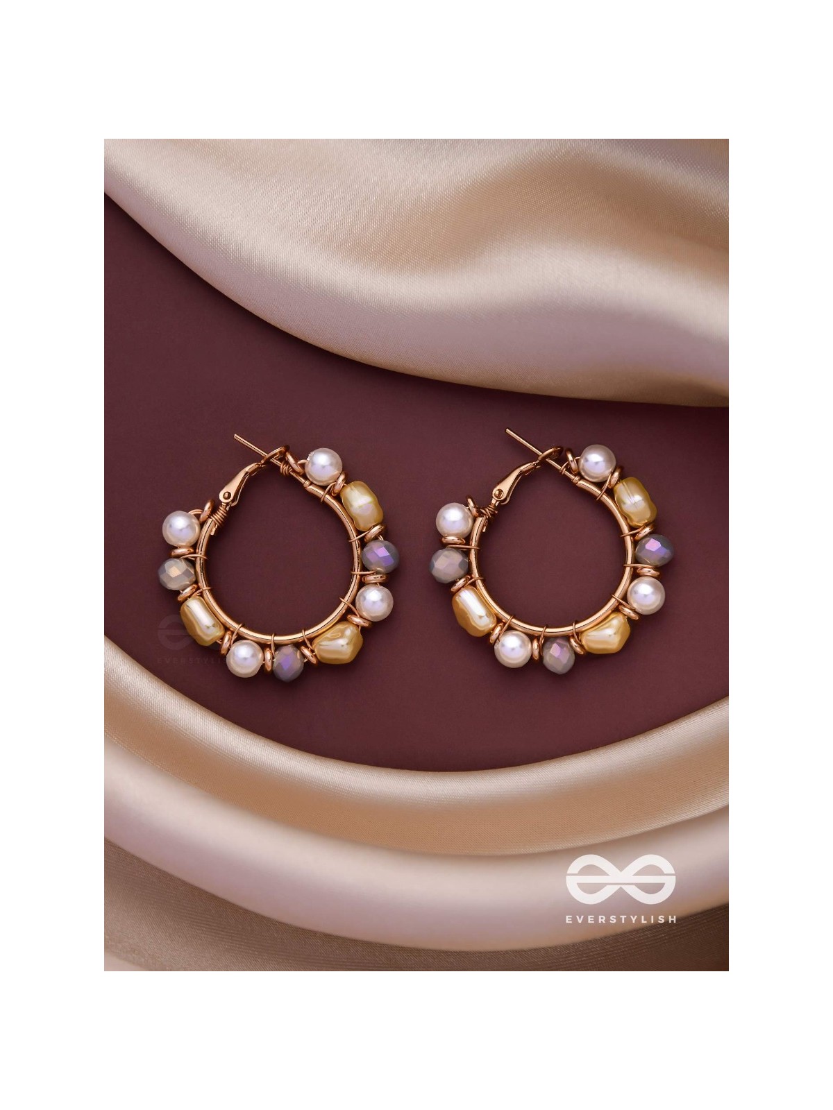 WHIMSICAL WONDERBEADS - GOLDEN EMBELLISHED HOOP EARRINGS