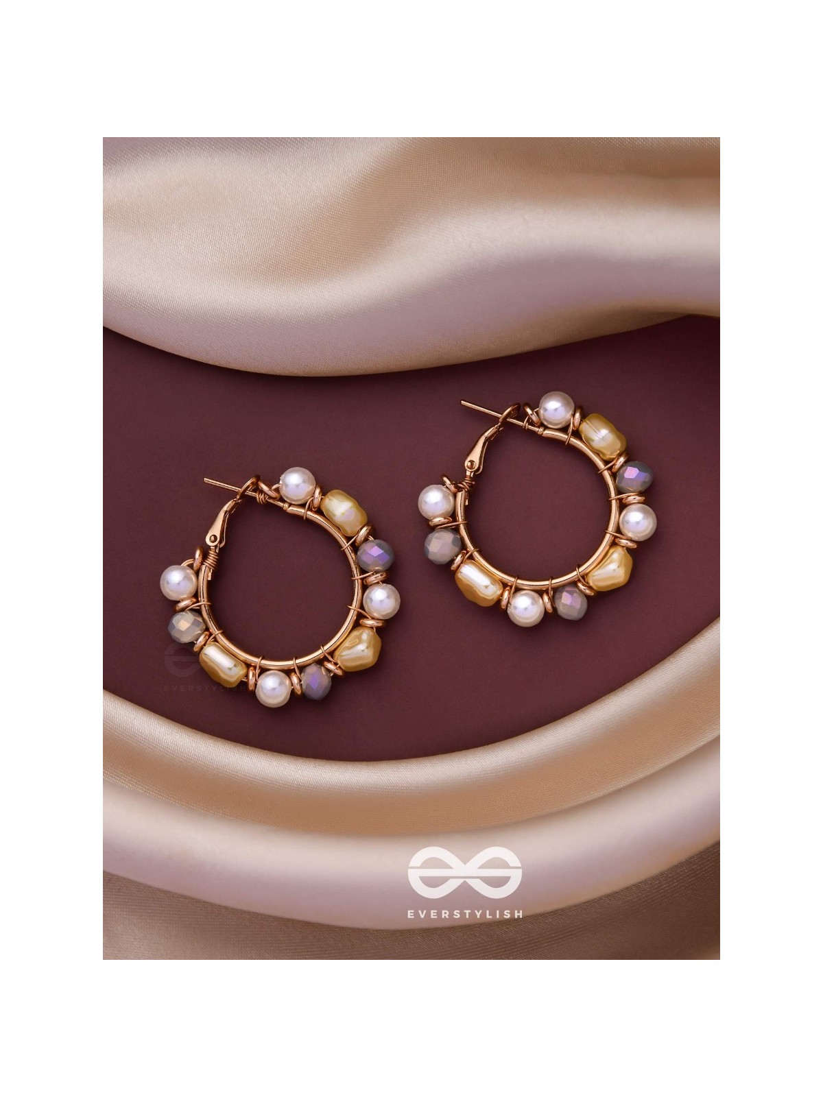 WHIMSICAL WONDERBEADS - GOLDEN EMBELLISHED HOOP EARRINGS