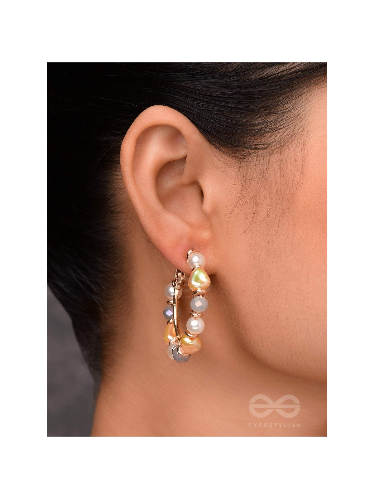 WHIMSICAL WONDERBEADS - GOLDEN EMBELLISHED HOOP EARRINGS