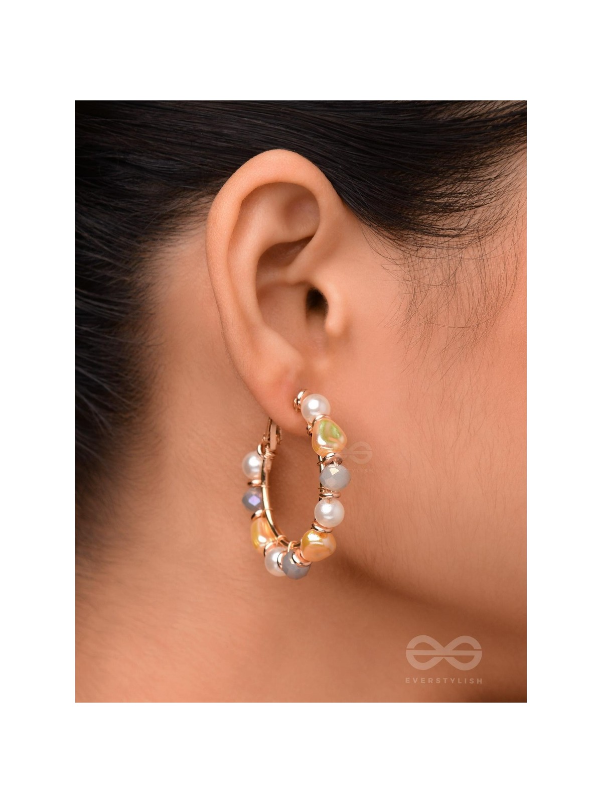 WHIMSICAL WONDERBEADS - GOLDEN EMBELLISHED HOOP EARRINGS