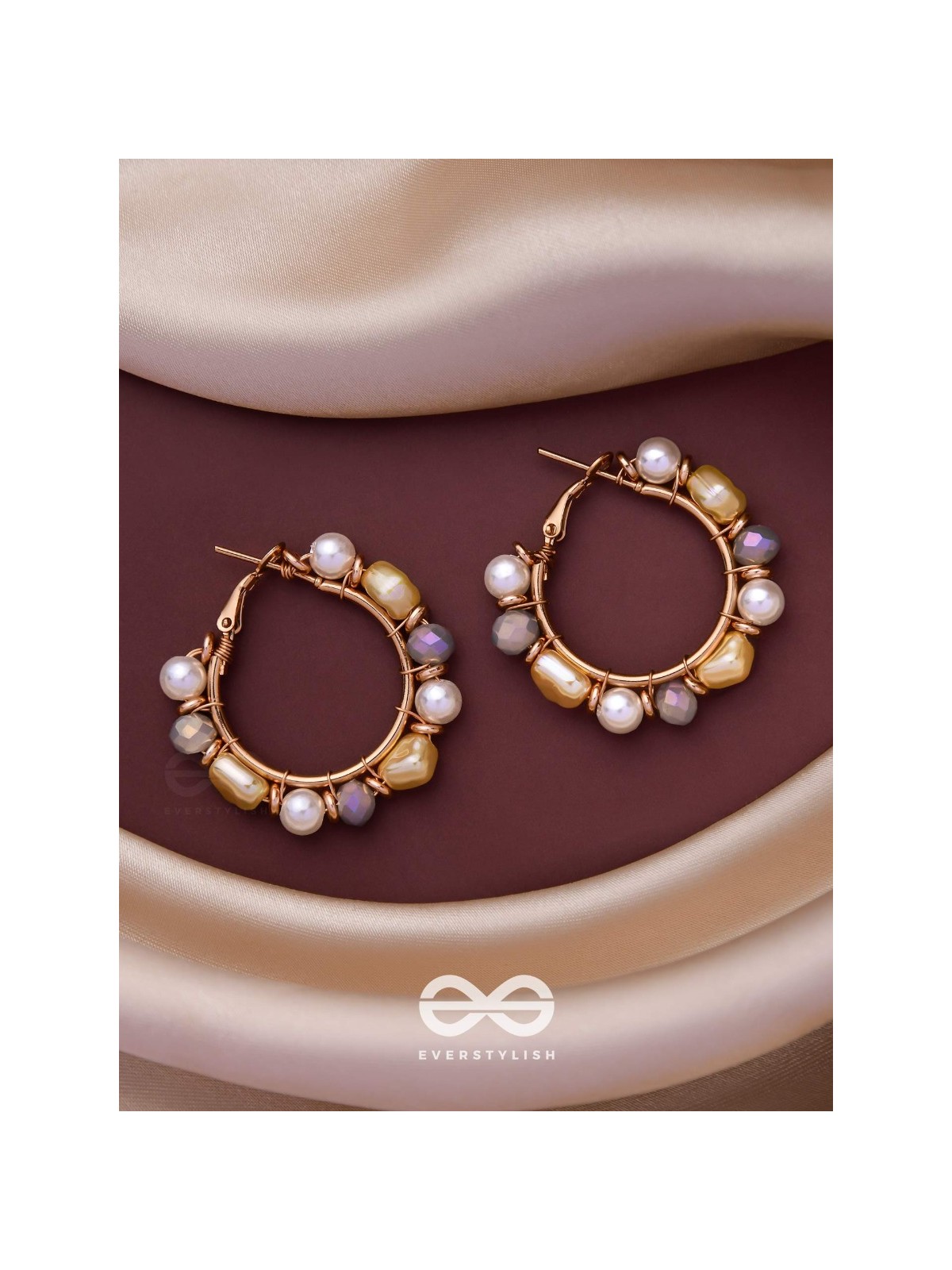 WHIMSICAL WONDERBEADS - GOLDEN EMBELLISHED HOOP EARRINGS