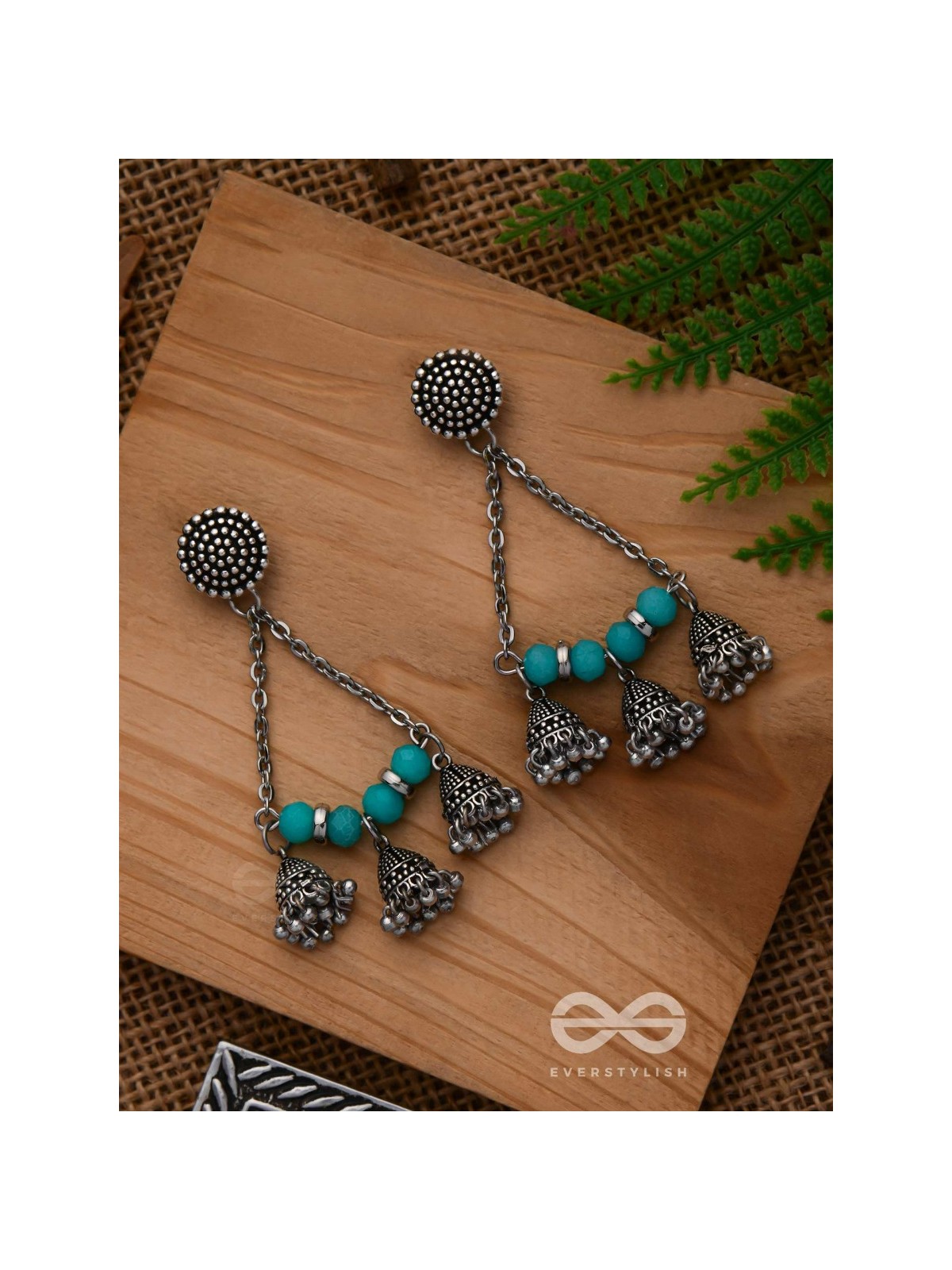 The Sky Marvels - Oxidised And Beaded Earrings