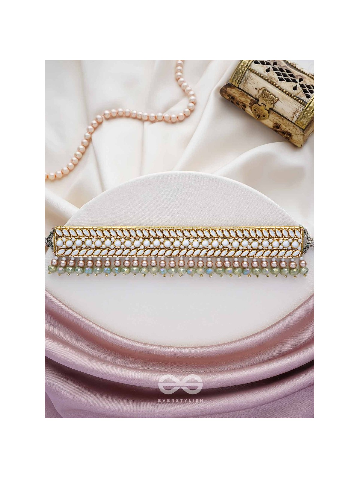 Ambaraukas- Walk On The Skyline- Beads, Polki And Kundan Finished Hand Embroidered Choker Neckpiece 