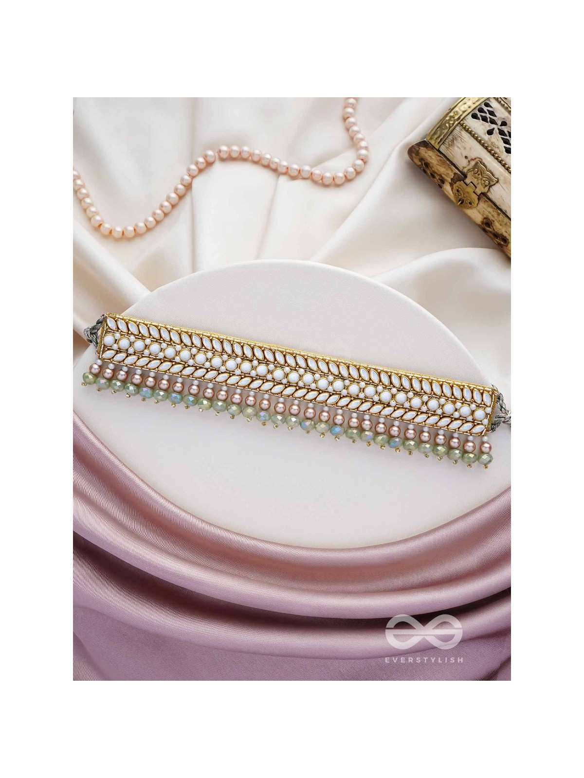 Ambaraukas- Walk On The Skyline- Beads, Polki And Kundan Finished Hand Embroidered Choker Neckpiece 