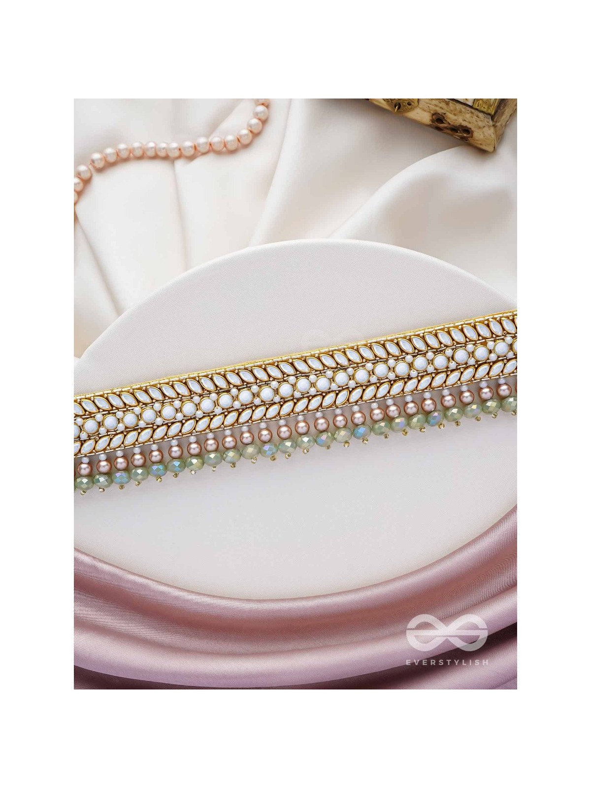 Ambaraukas- Walk On The Skyline- Beads, Polki And Kundan Finished Hand Embroidered Choker Neckpiece 