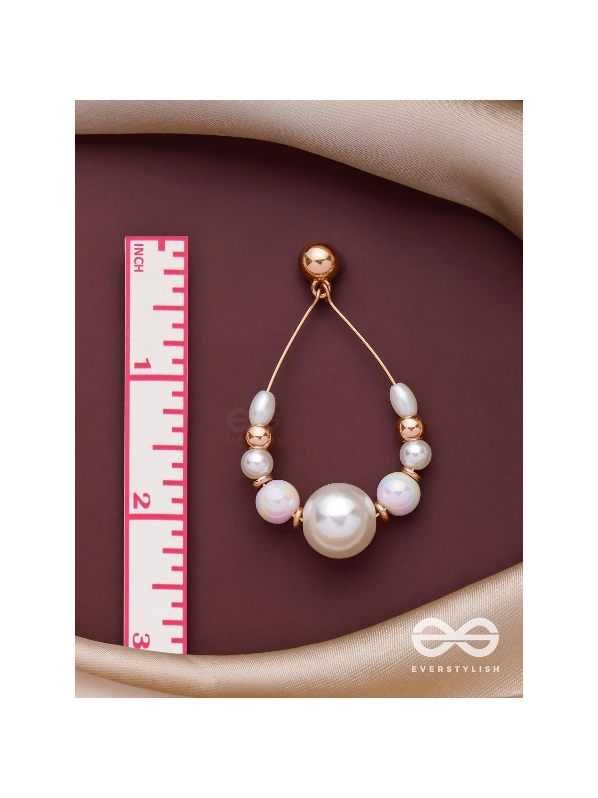 RADIANT PEARL TEARDROPS - GOLDEN EMBELLISHED EARRINGS