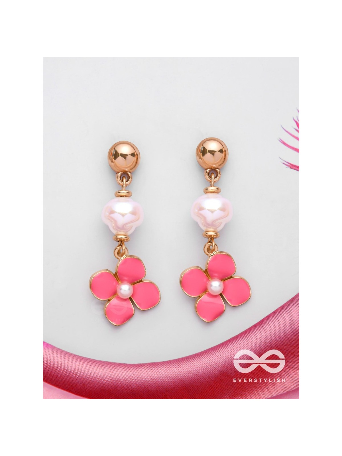 PRETTY PINK POPS - GOLDEN EMBELLISHED EARRINGS