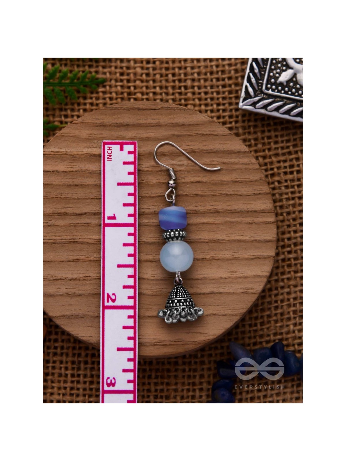 A CELESTIAL WAVE - EMBELLISHED OXIDISED JHUMKA EARRINGS