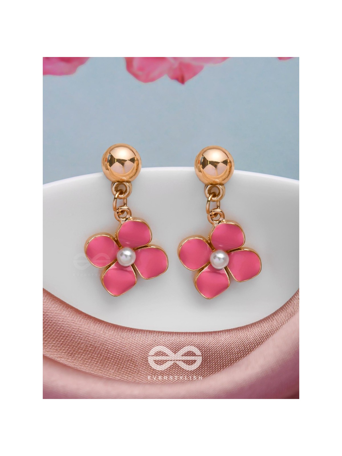 BLOOMLET DELIGHTS - GOLDEN EMBELLISHED EARRINGS